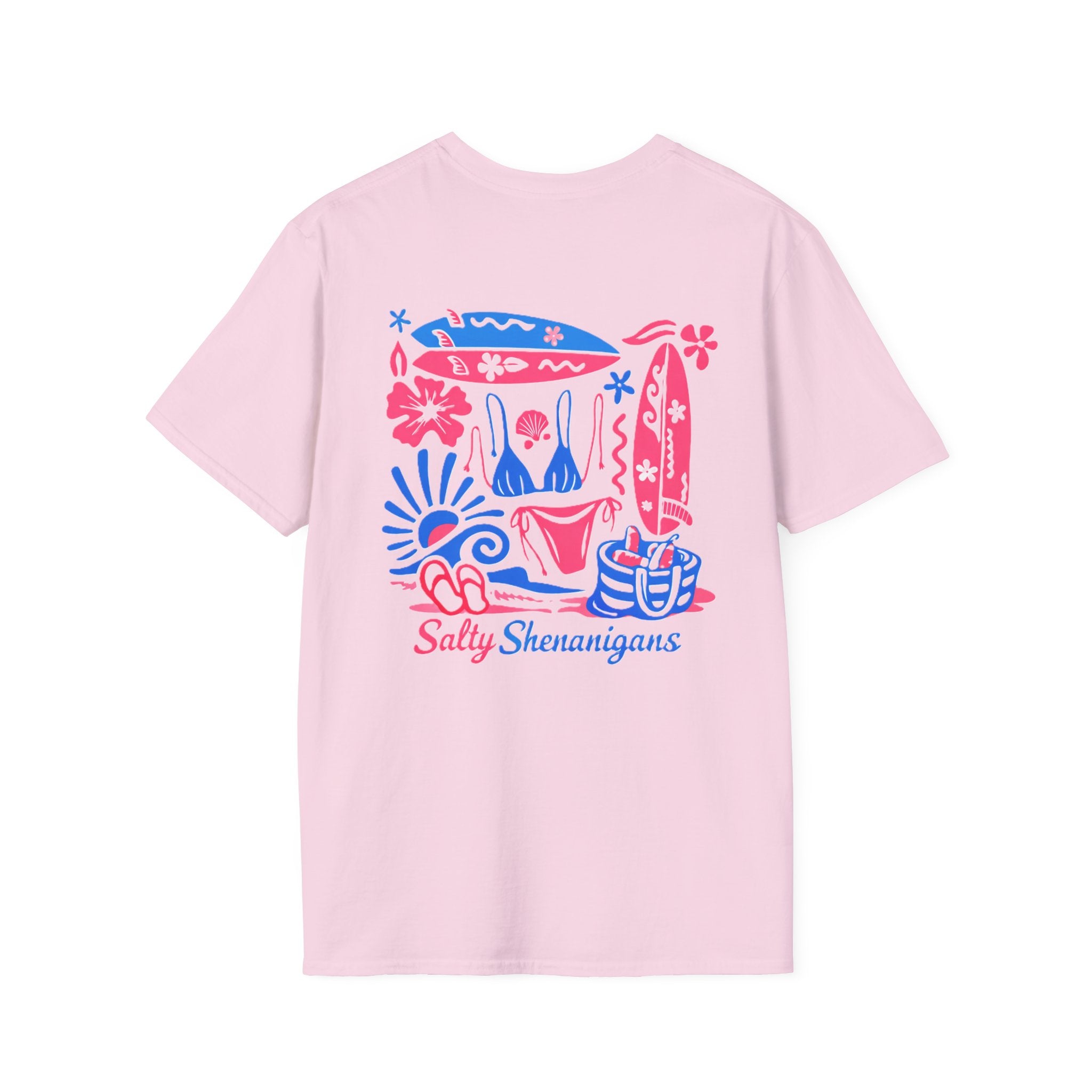 Salty Shenanigans Beach Club T-Shirt — Graphic Beach Scene Tee Printify