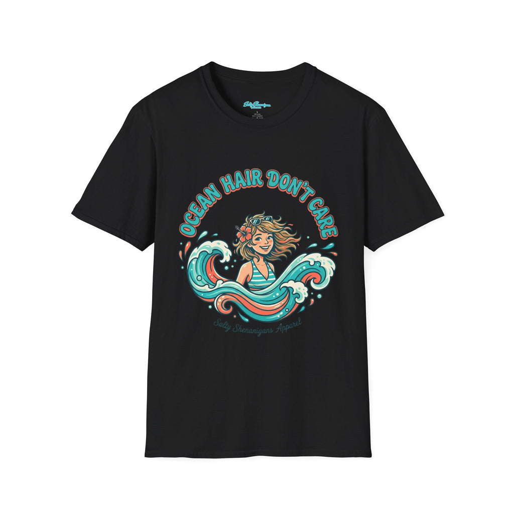 Ocean Hair Don't Care Salty Shenanigans Apparel  T-Shirt Printify