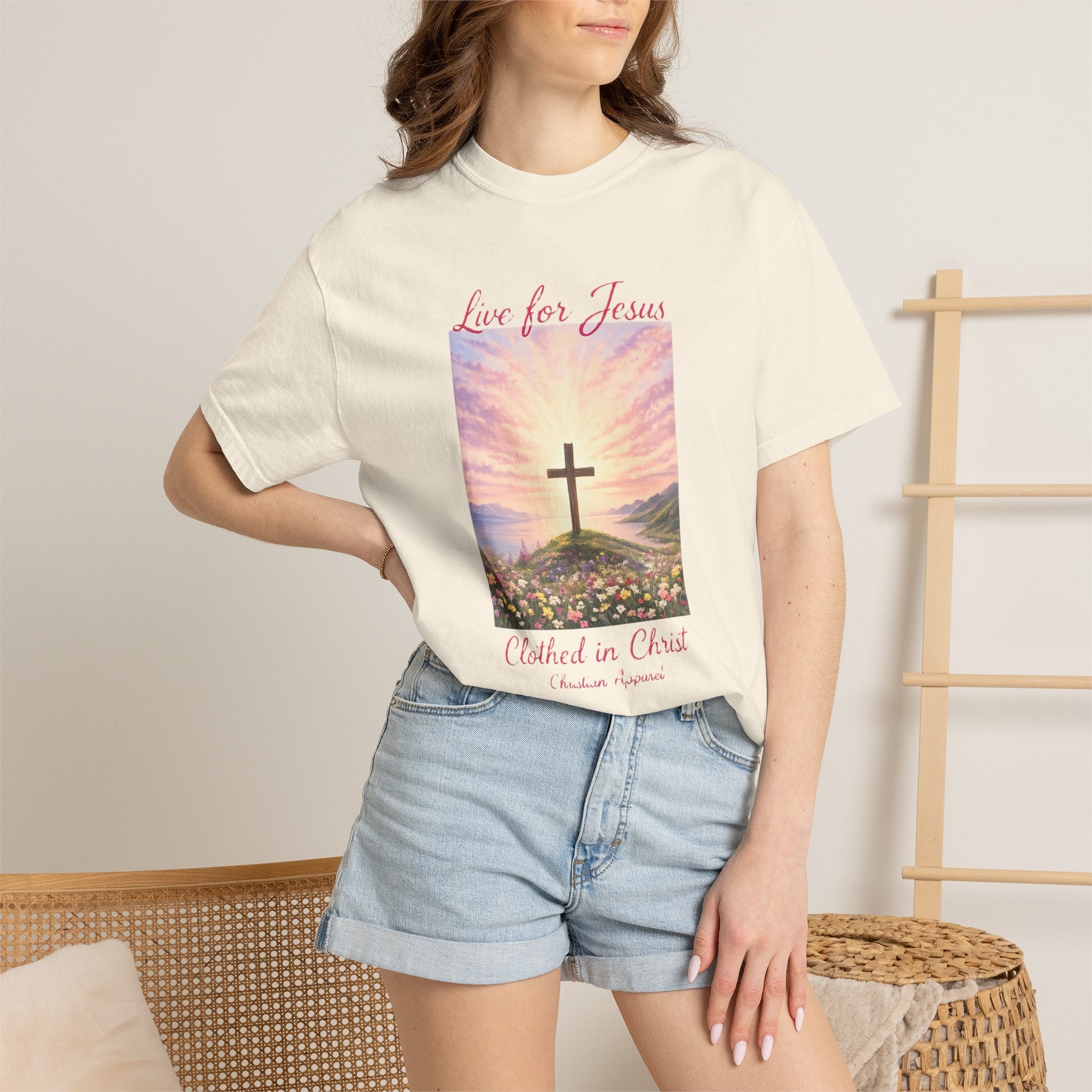 Clothed In Christ -Faith Cross T-Shirt — "Live for Jesus / Clothed in Christ" Christian Graphic Tee Printify