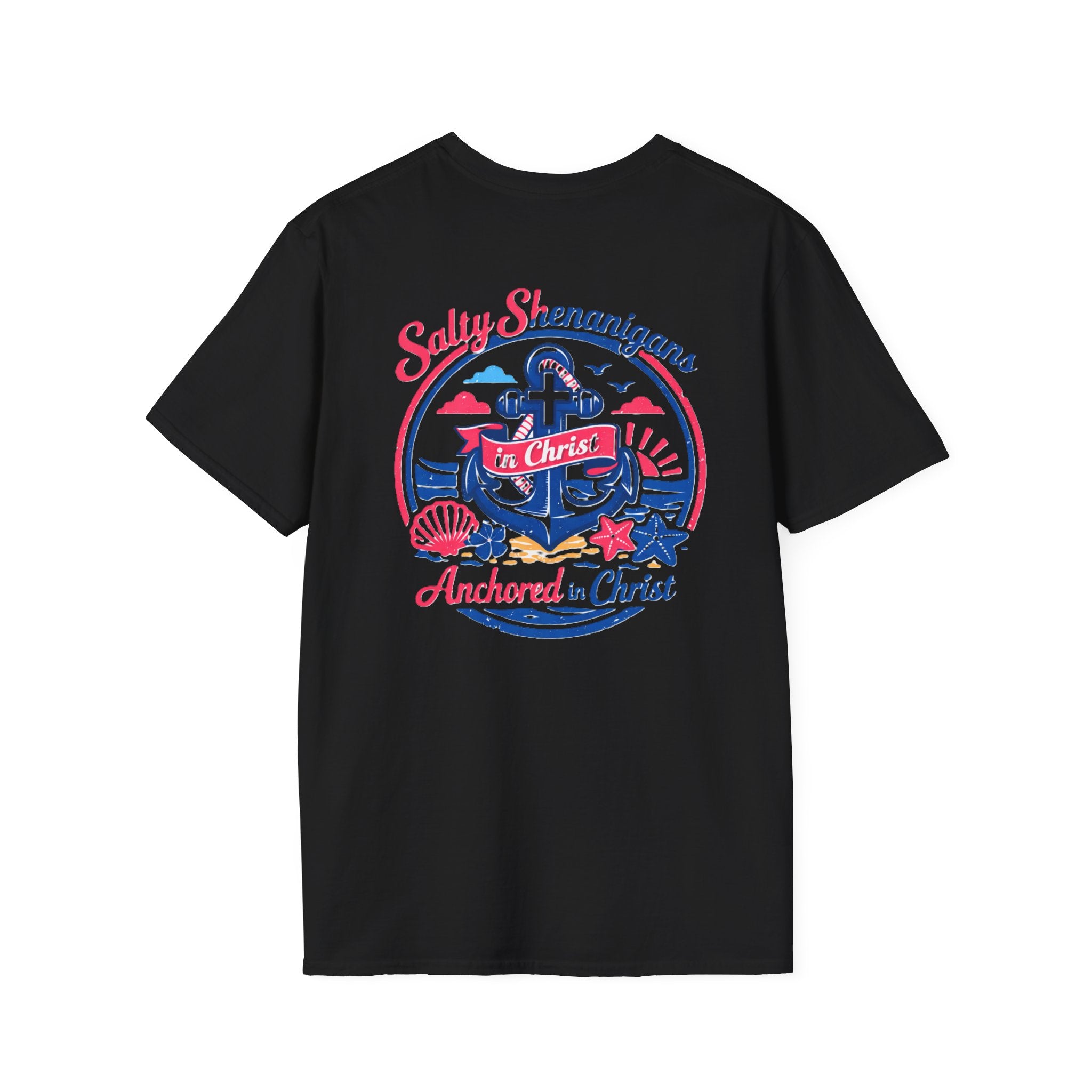 Retro Anchored in Christ Salty Shenanigans Tee Shirt Printify