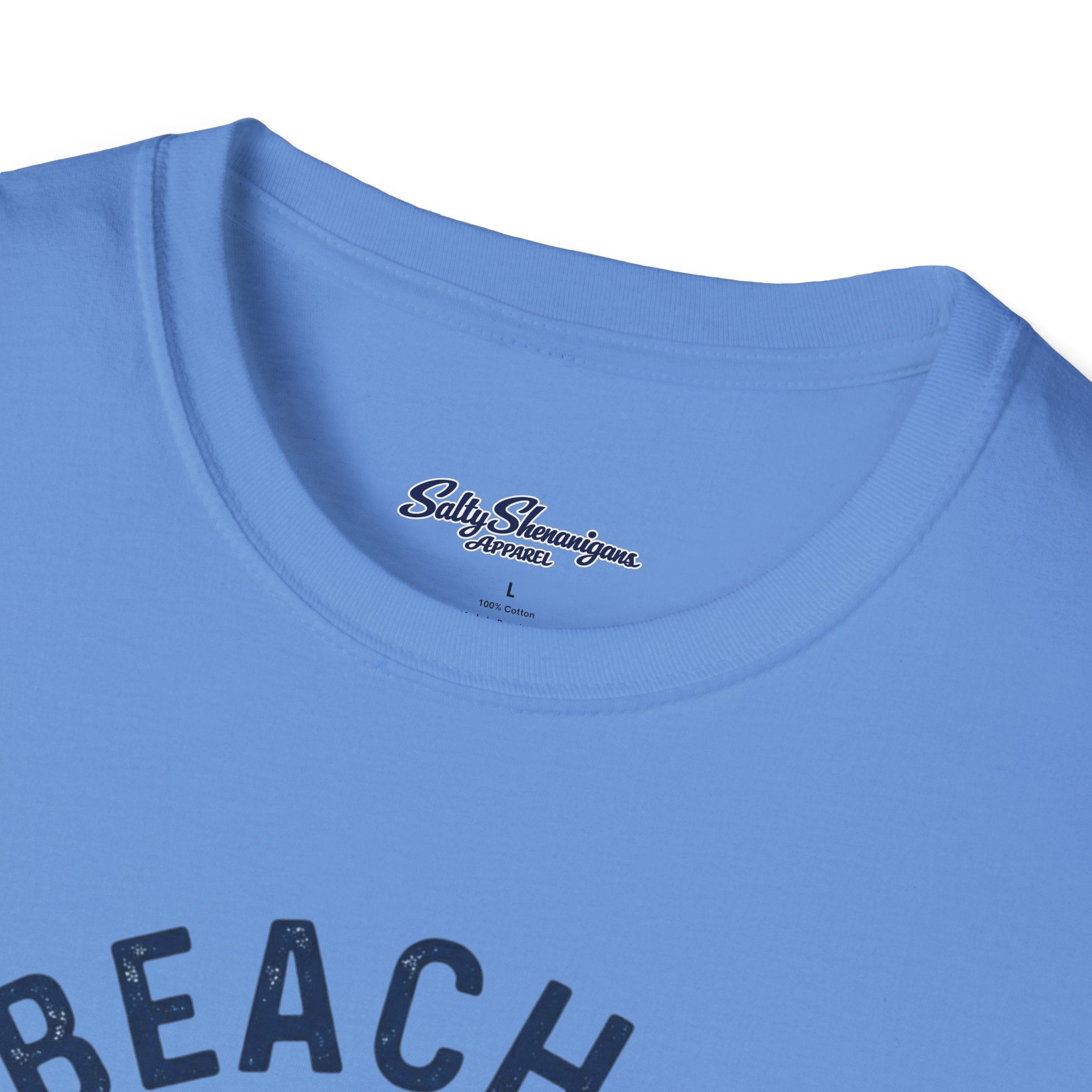 Salty Shenanigans Apparel The Beach Is My Happy Place T-Shirt Printify