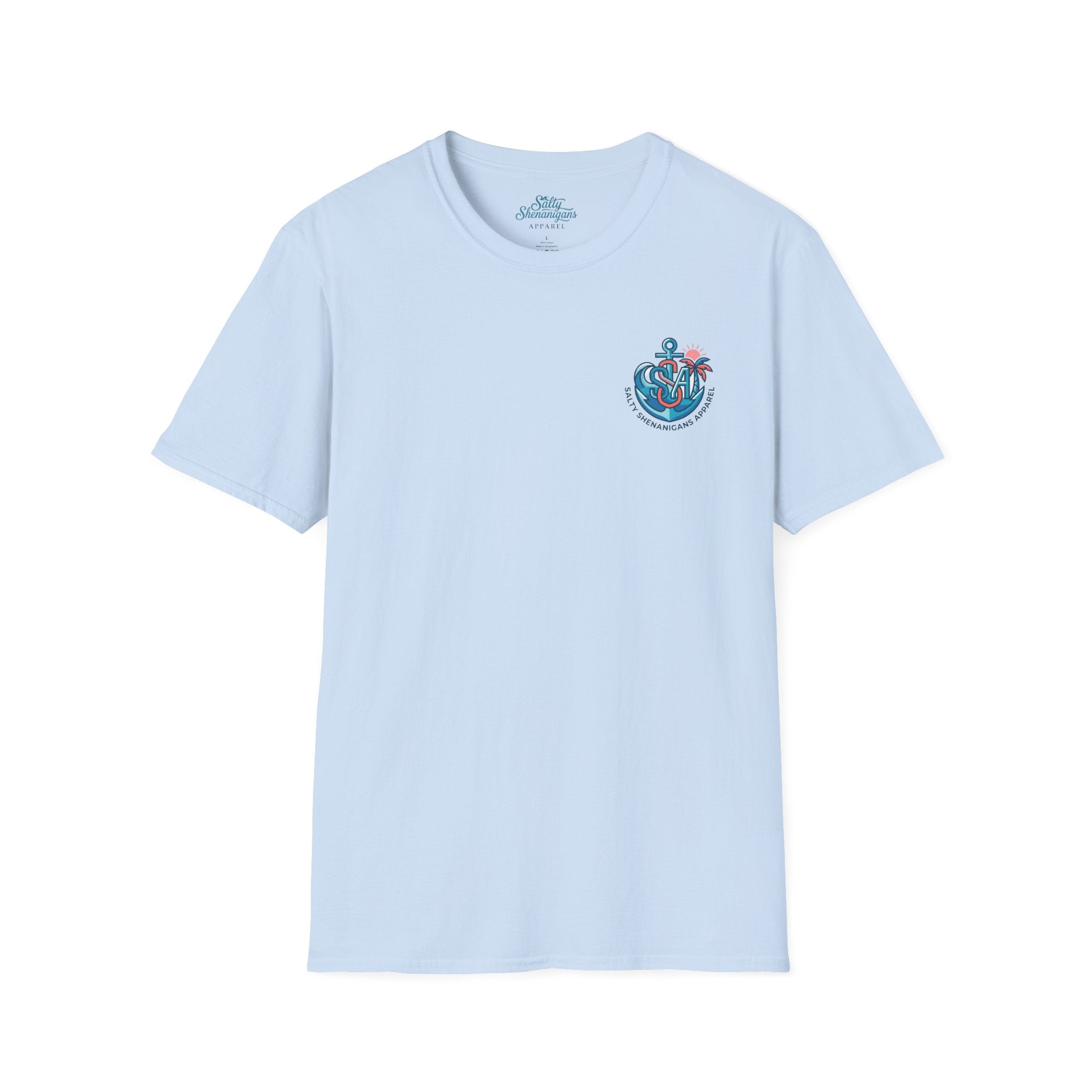 Salty Shenanigans Anchor Monogram Tee | Coastal Lifestyle T-Shirt | Gildan 64000 Softstyle Printify