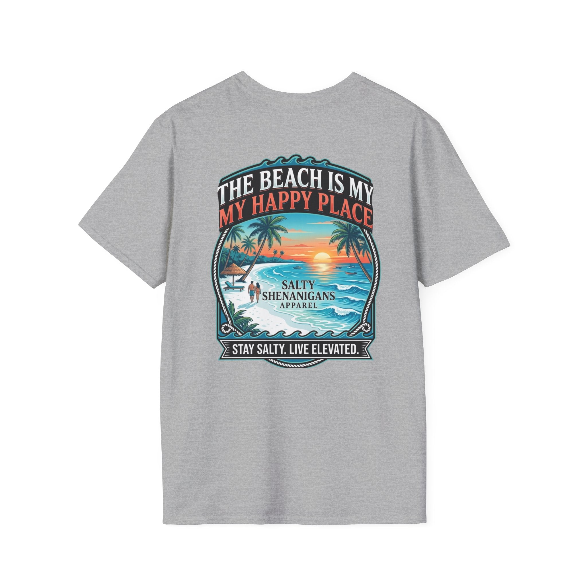 The Beach Is My Happy Place T-Shirt | Premium Coastal Graphic Tee Printify