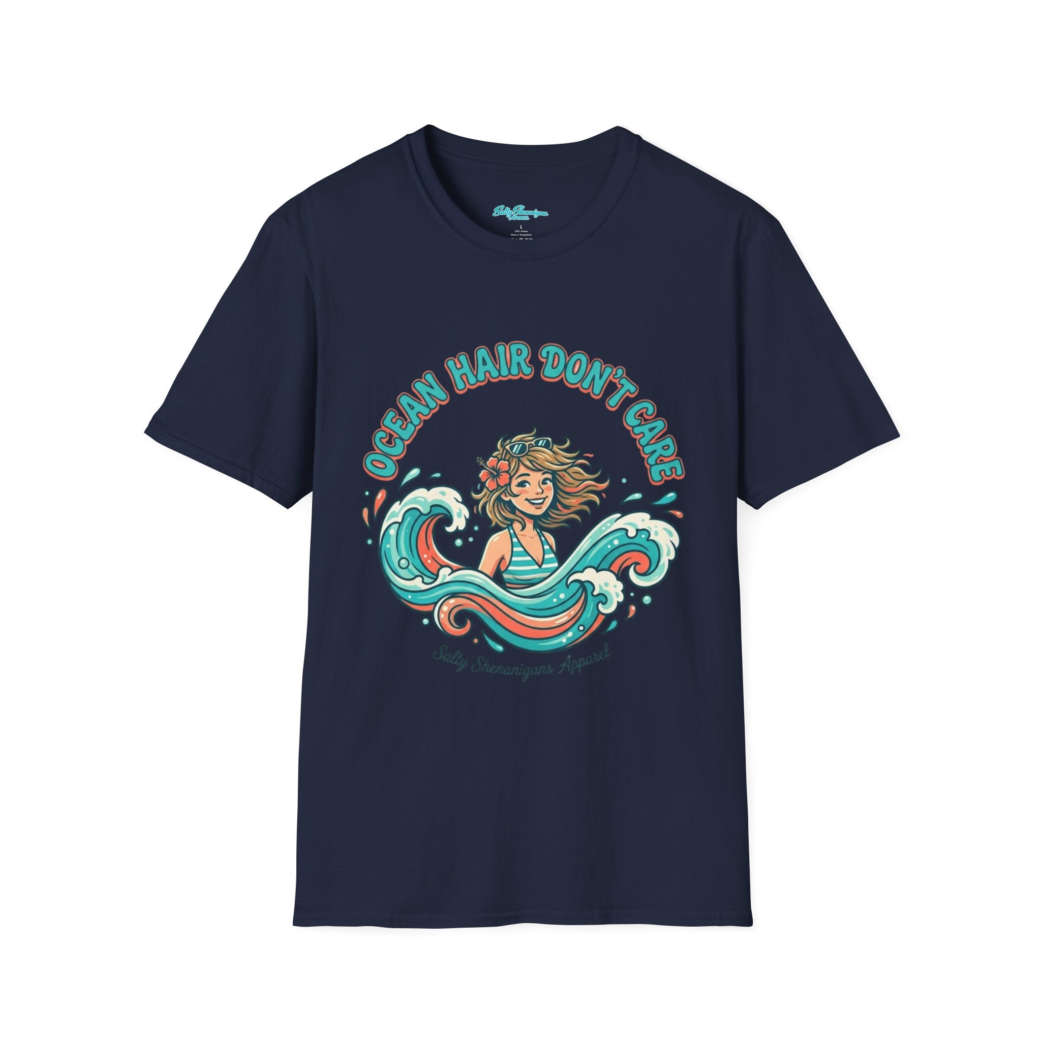 Ocean Hair Don't Care Salty Shenanigans Apparel  T-Shirt Printify