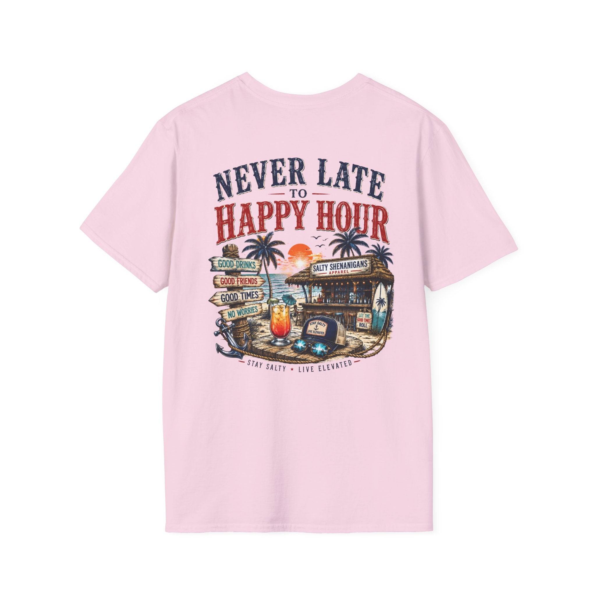 Happy Hour Never Waits Premium Coastal Beach Tee Printify