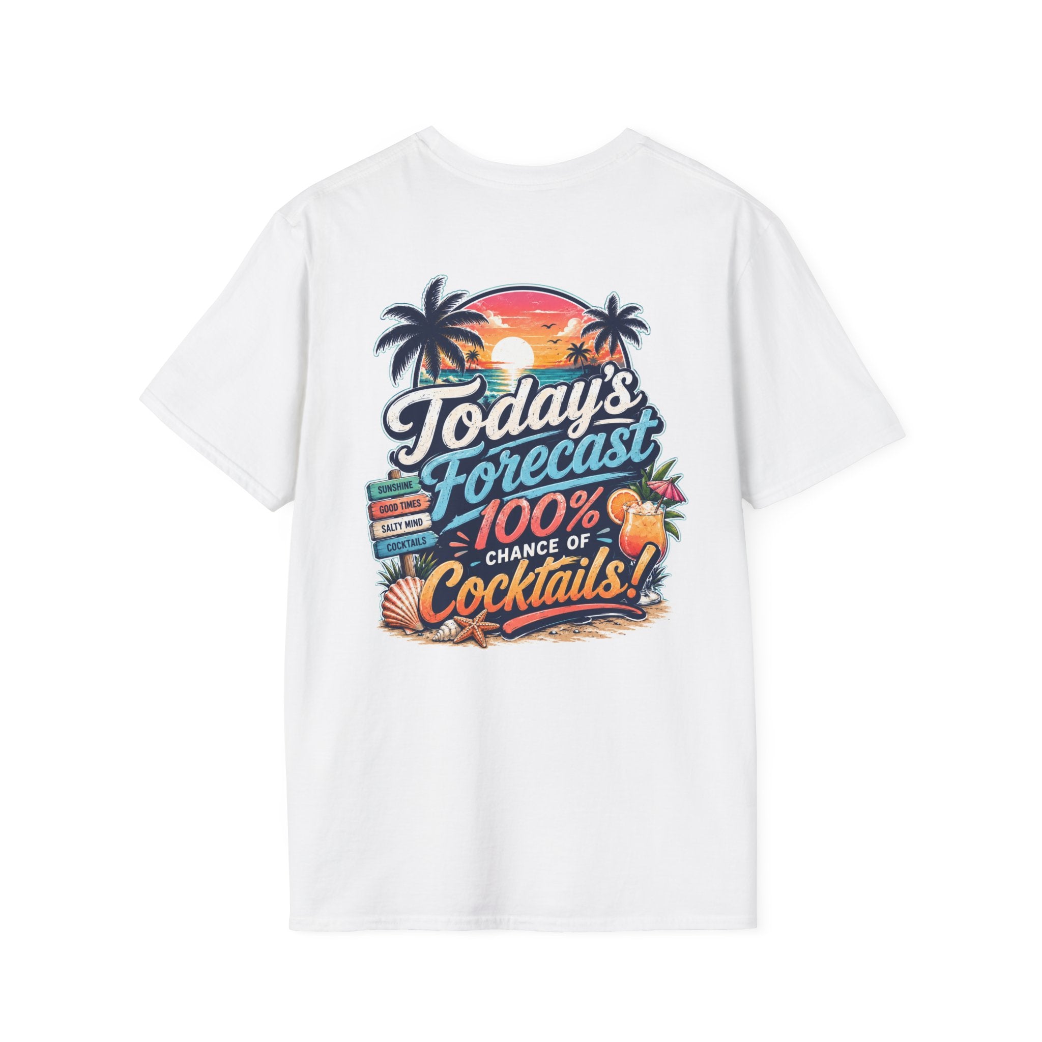 Today's Forecast: 100% Cocktails Funny Beach T-Shirt Printify