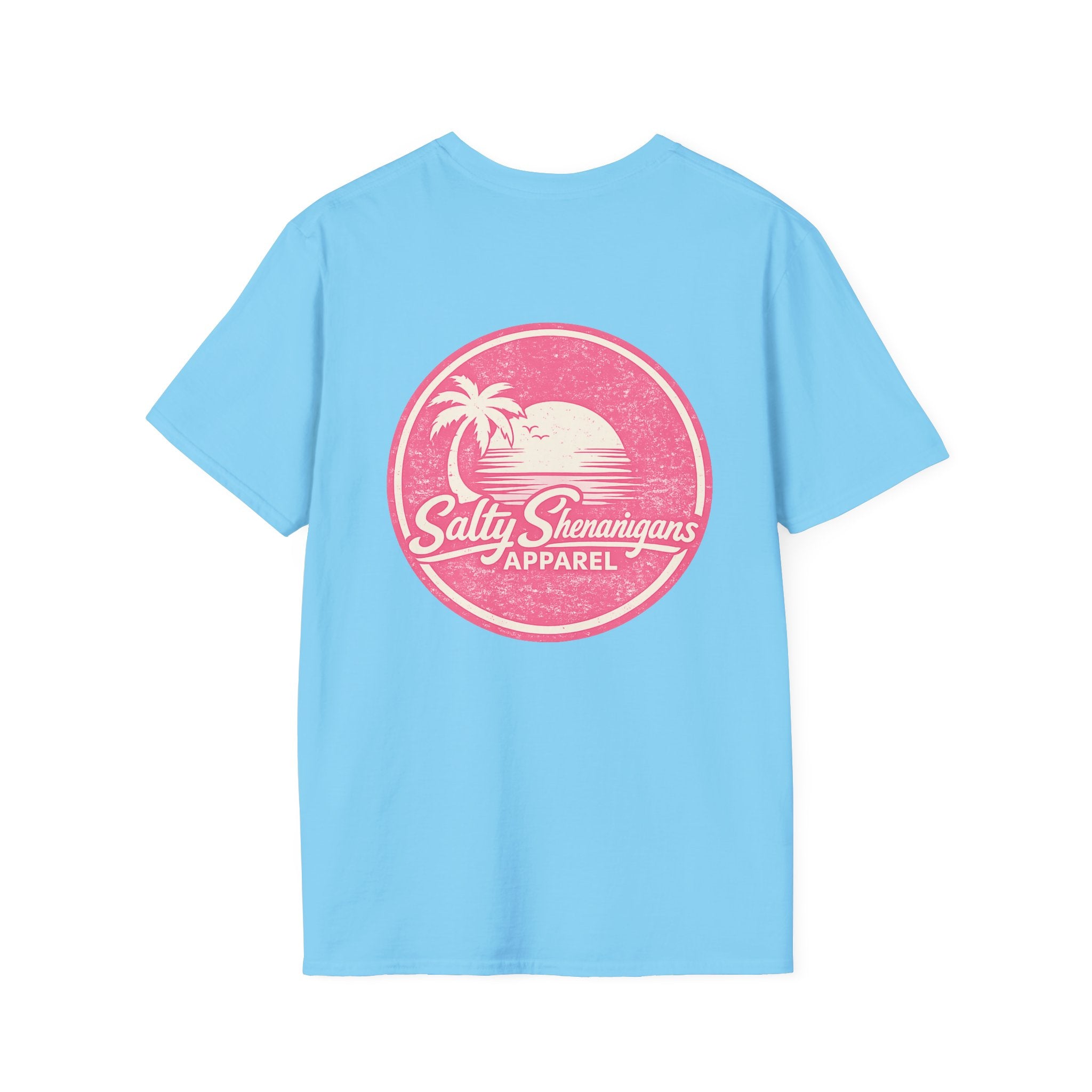 Salty Shenanigans Sunset Palm Pink T-Shirt Printify