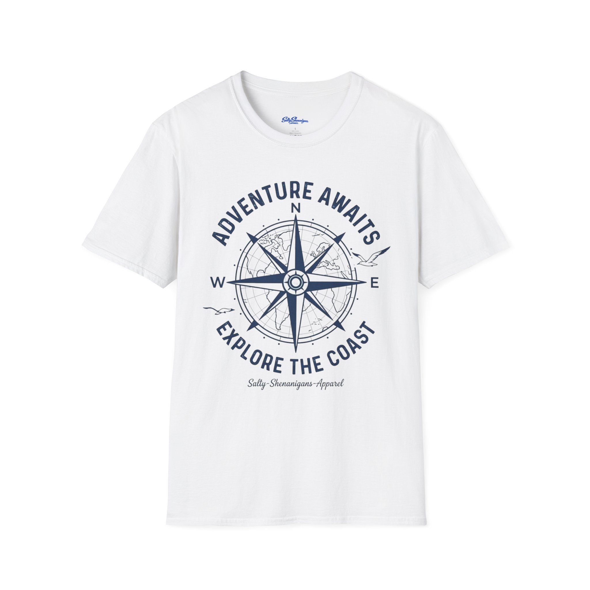 Salty Shenanigans Apparel Adventure Awaits T-Shirt Printify