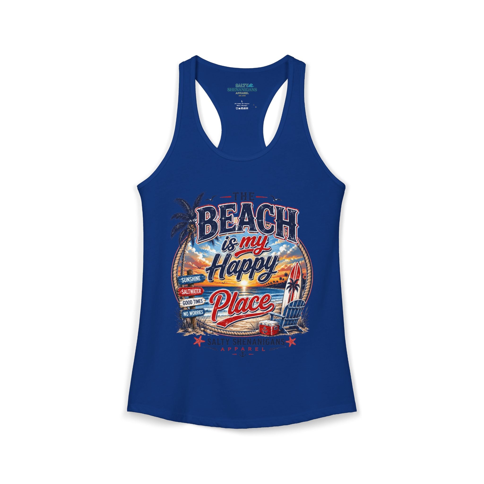 The Beach Is My Happy Place Women's Coastal Tank Top Printify