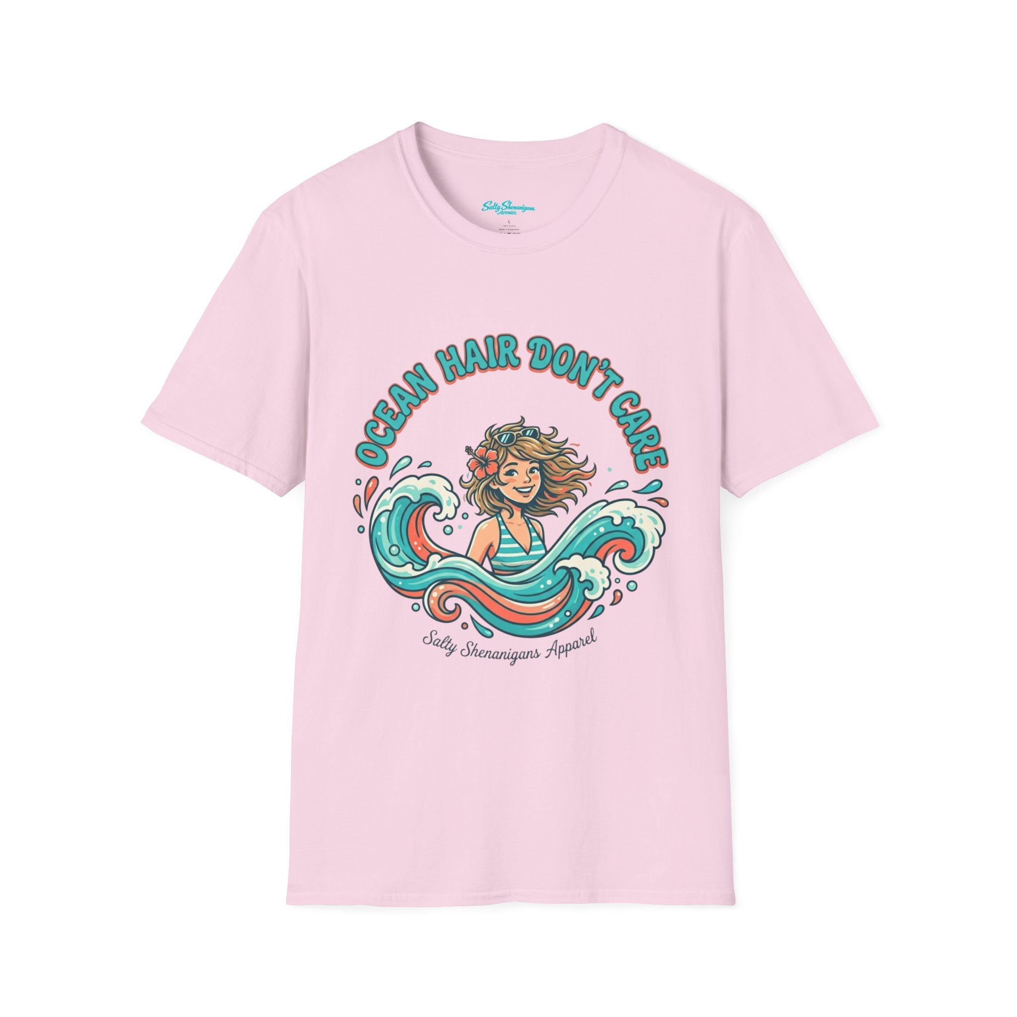 Ocean Hair Don't Care Salty Shenanigans Apparel  T-Shirt Printify