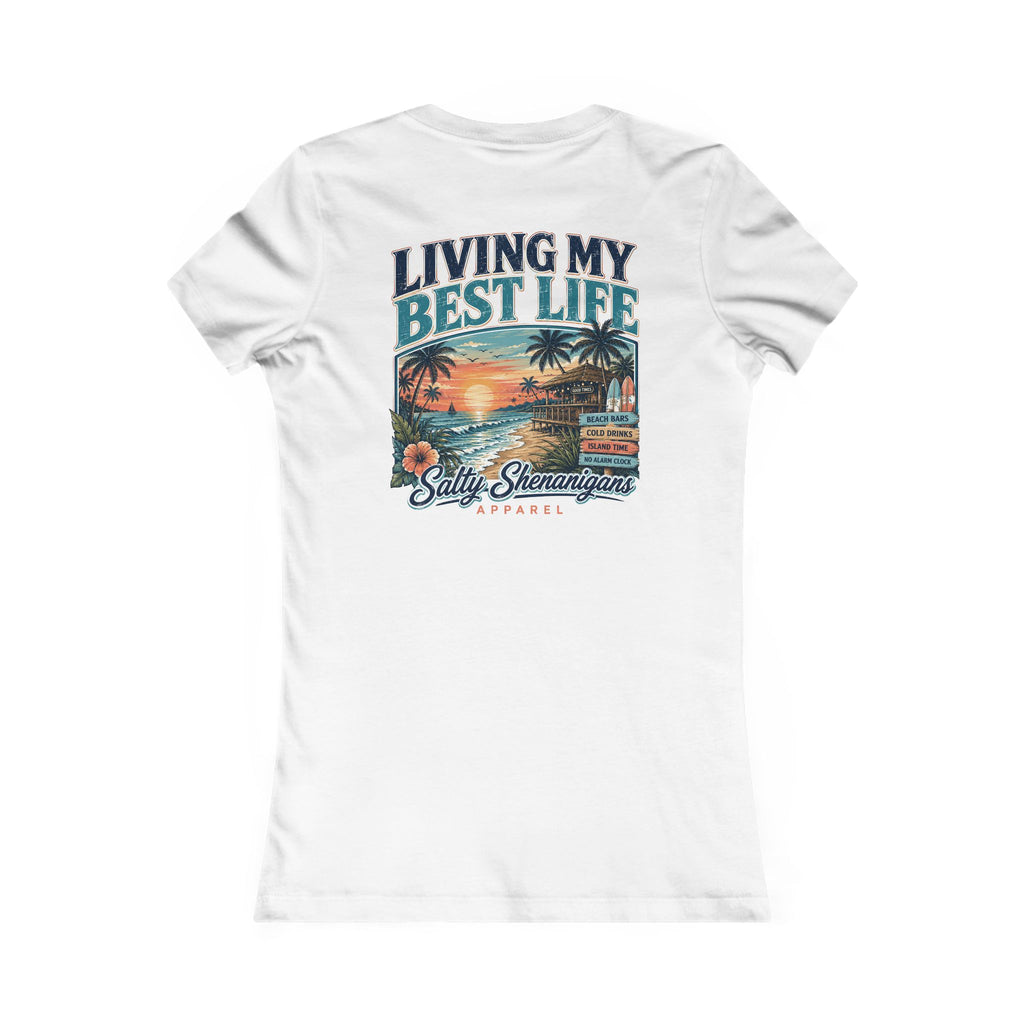 Living My Best Life Sunset Tee | Bella+Canvas Women's Beach Vacation T-Shirt Printify
