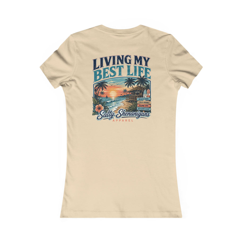 Living My Best Life Sunset Tee | Bella+Canvas Women's Beach Vacation T-Shirt Printify