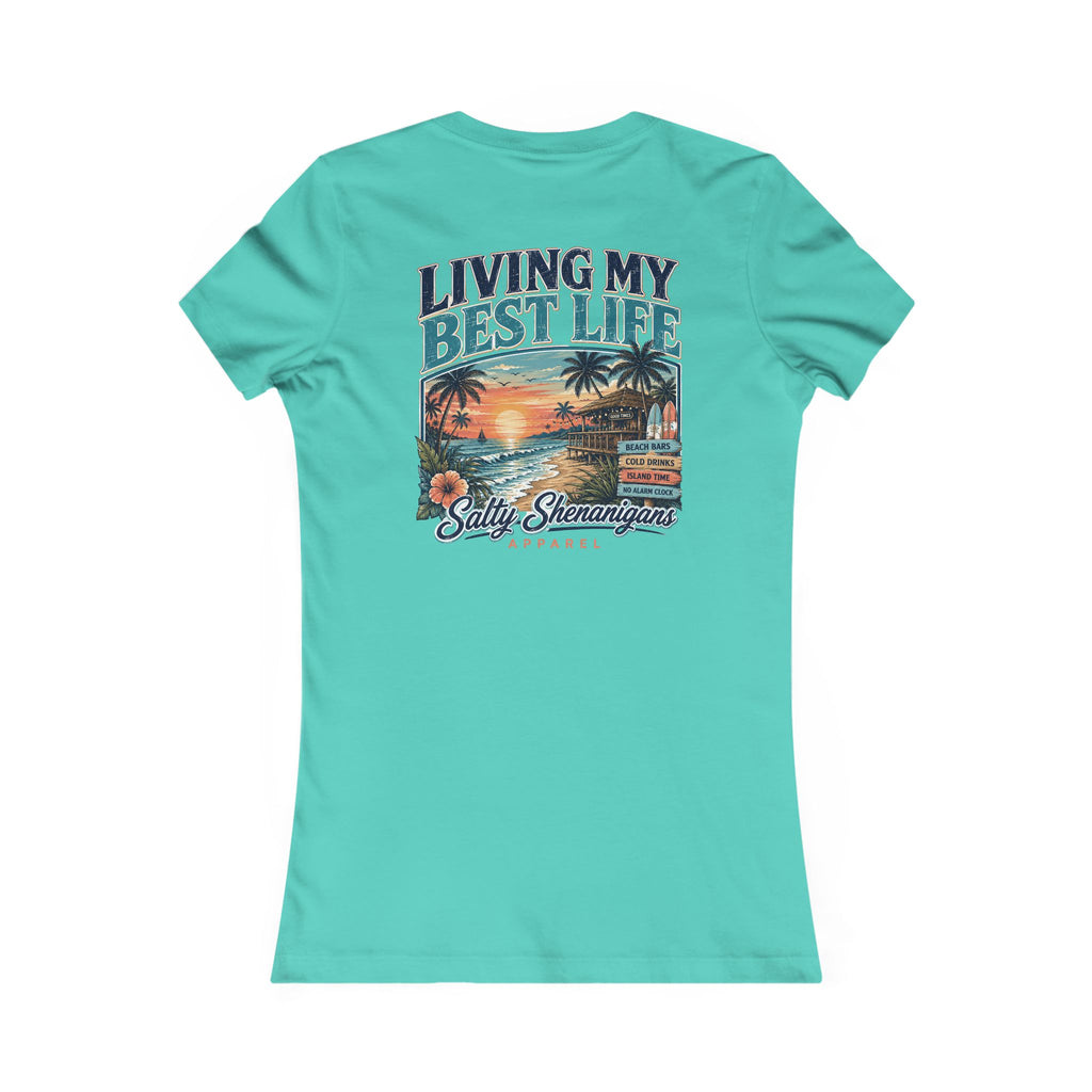 Living My Best Life Sunset Tee | Bella+Canvas Women's Beach Vacation T-Shirt Printify