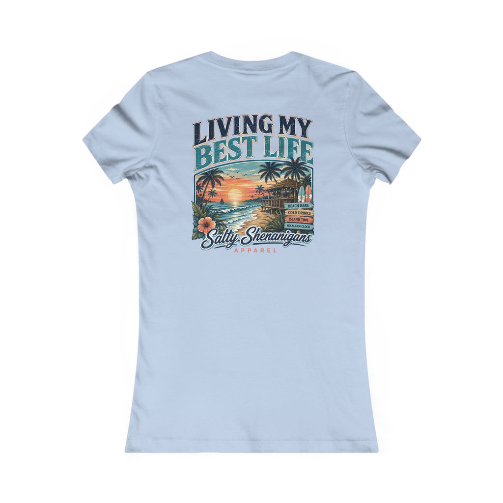 Living My Best Life Sunset Tee | Bella+Canvas Women's Beach Vacation T-Shirt Printify