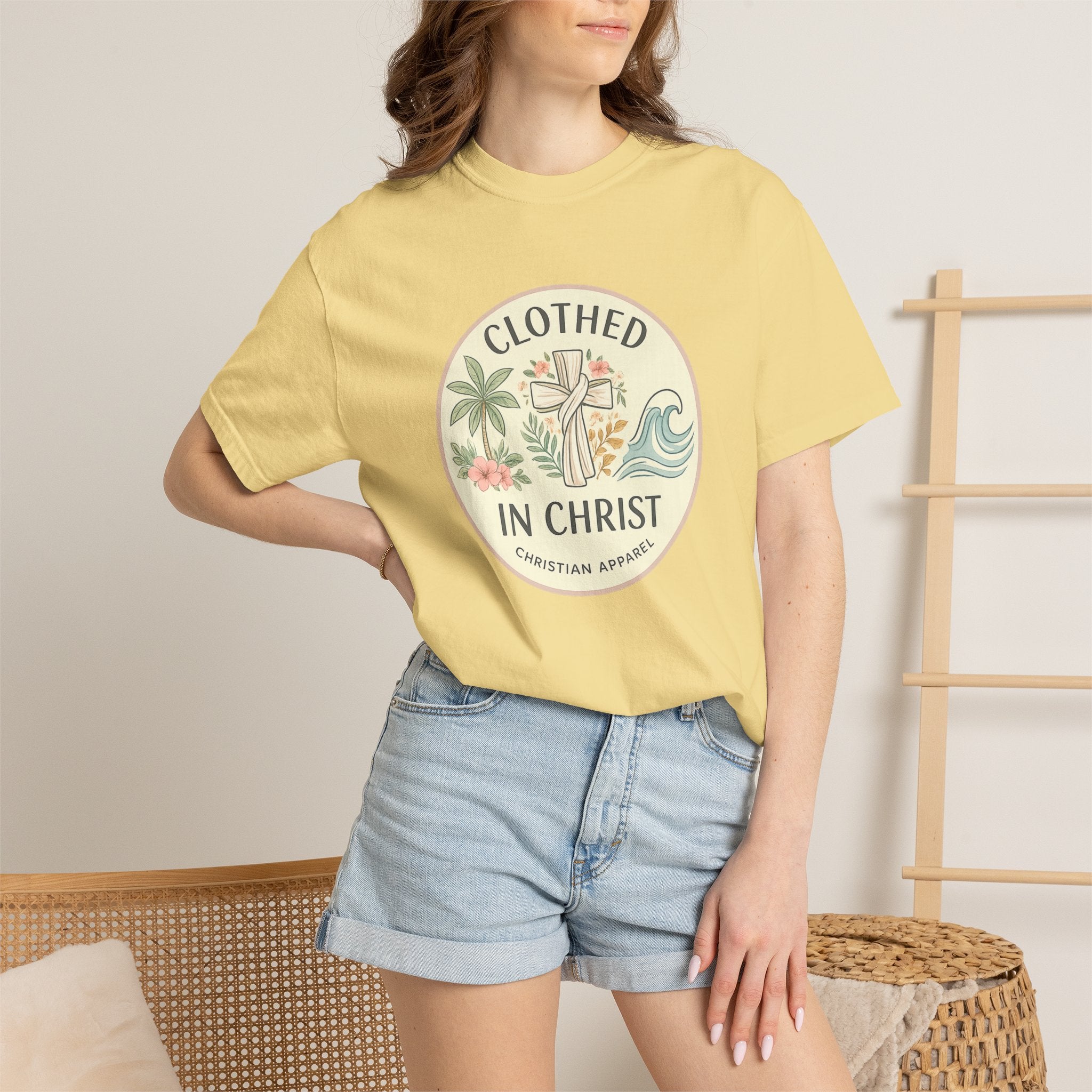 Clothed in Christ Graphic T-Shirt — Christian Faith Tee Printify