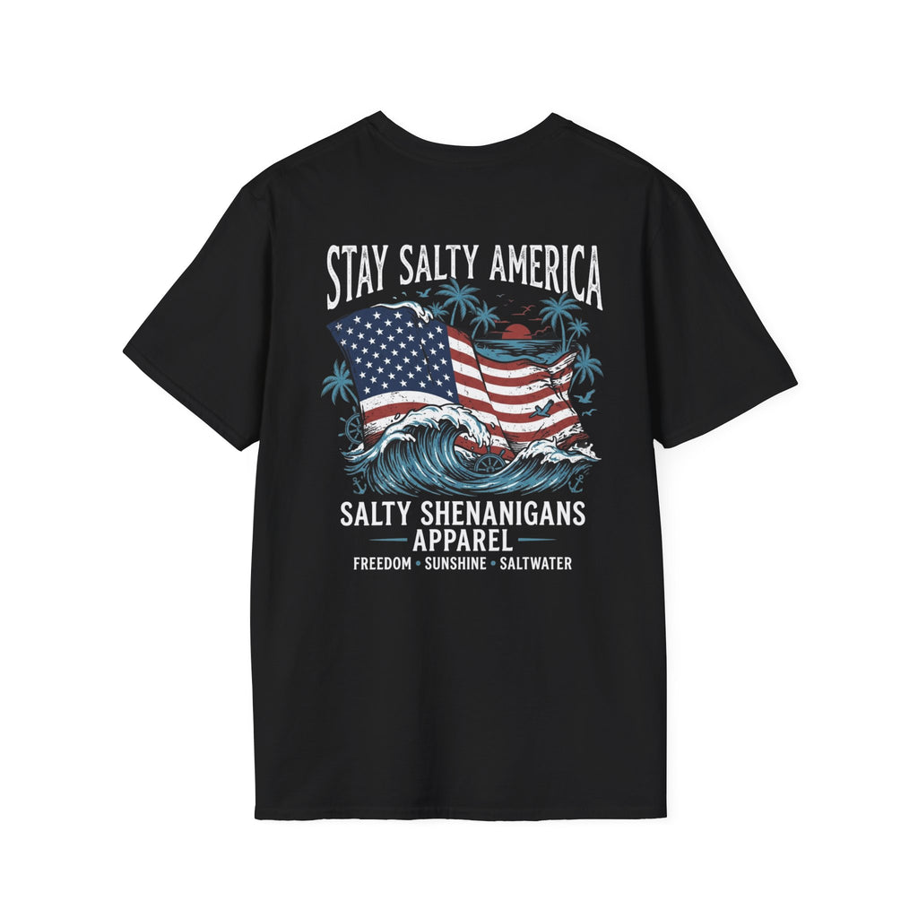 Stay Salty America Patriotic Coastal T-Shirt | Salty Shenanigans Apparel Printify