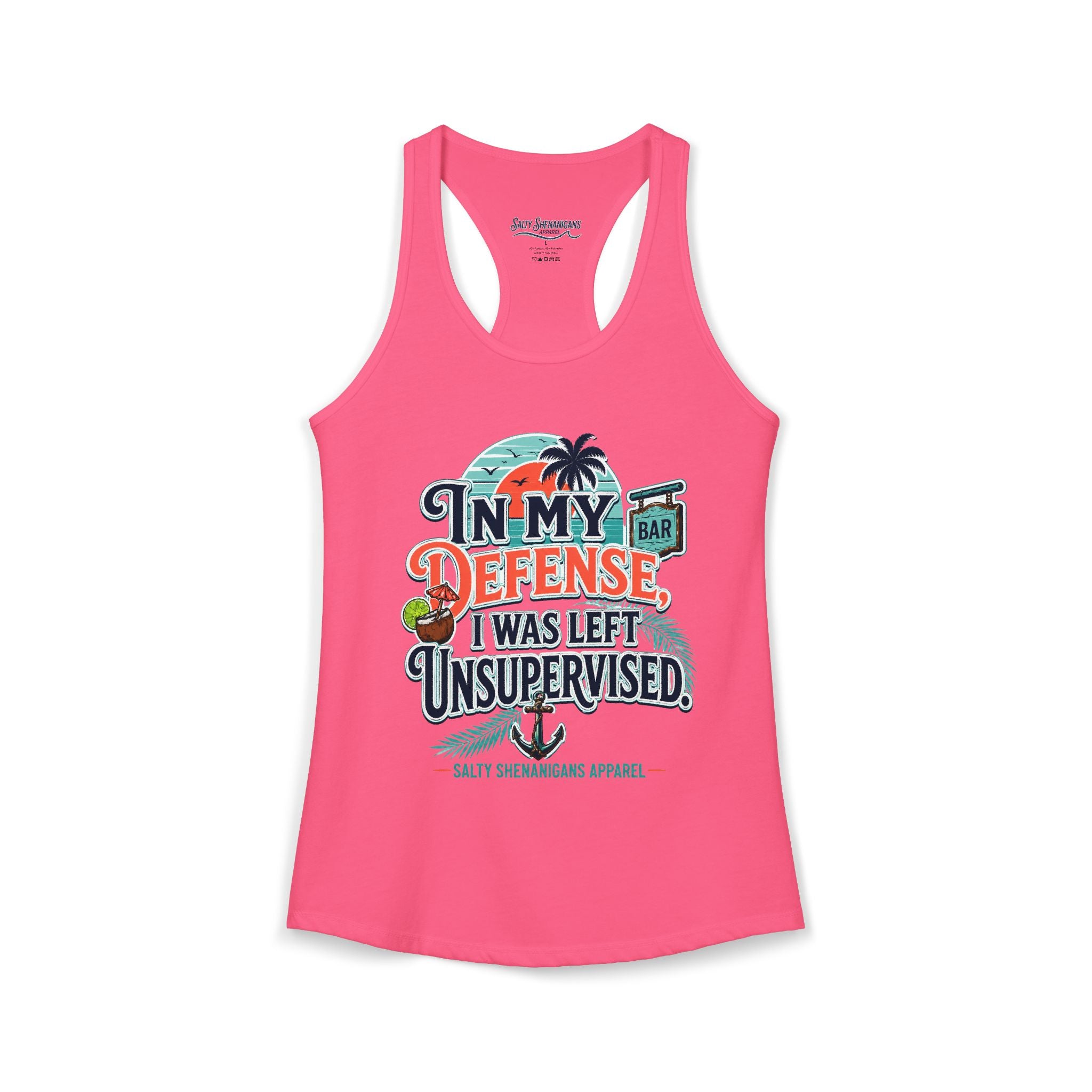 In My Defense I Was Left Unsupervised Women's Racerback Tank Printify