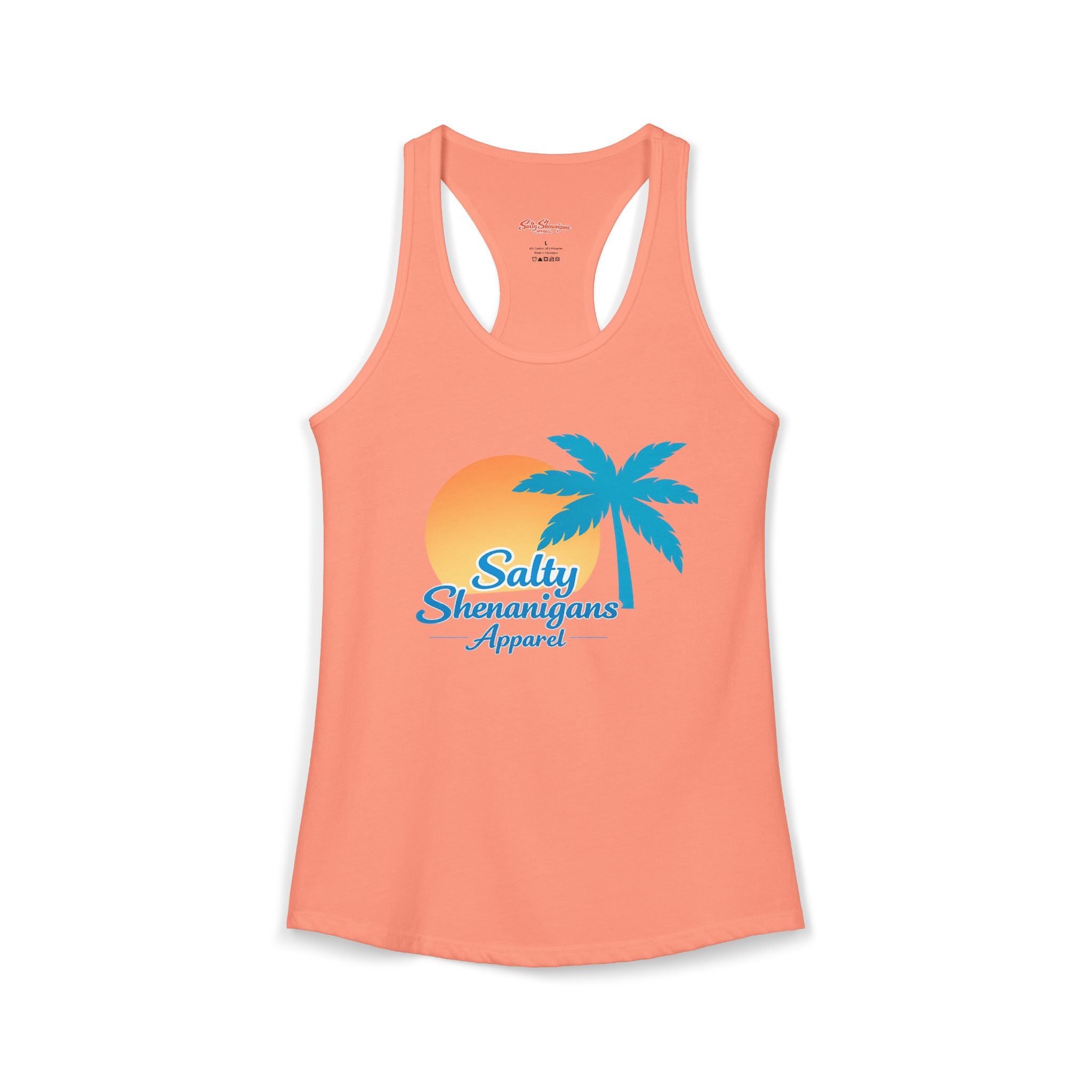 Women's Salty Shenanigans Palm Sun Racerback Tank Printify