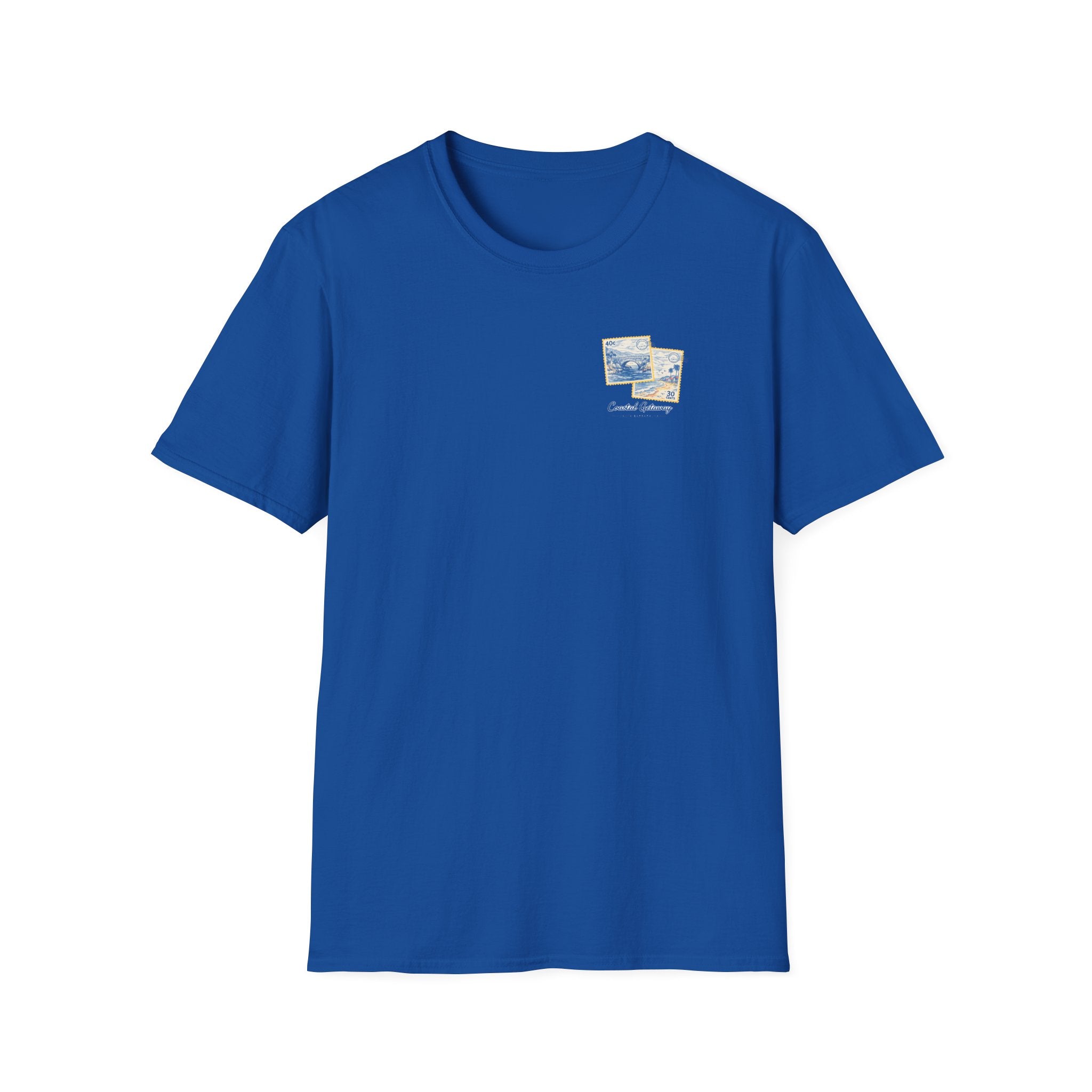 Coastal Getaway T-Shirt — Vintage Stamp Beach Tee Printify