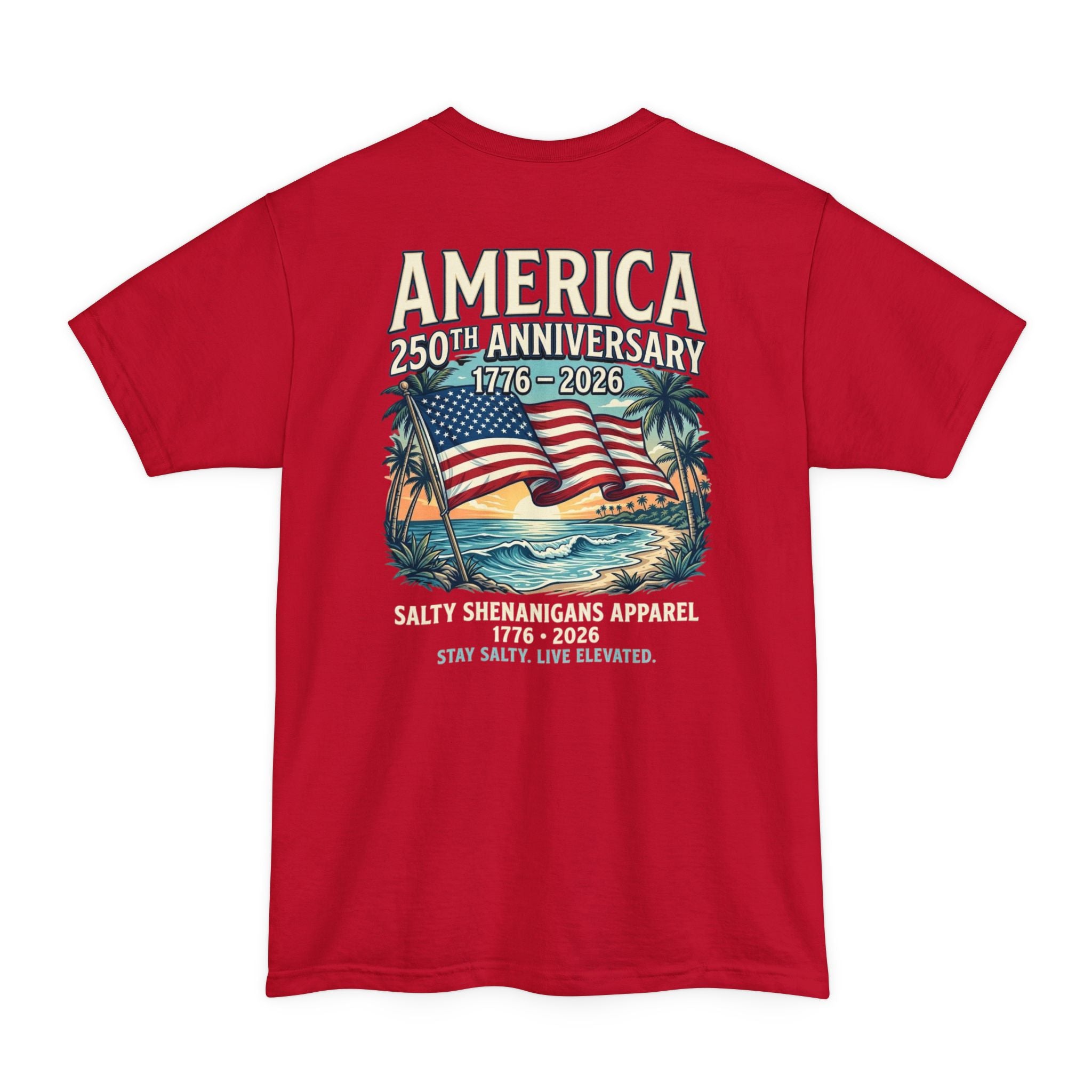 America 250th Anniversary 1776–2026 – Patriotic Coastal Tall Tee | Hanes Beefy-T Tall Printify