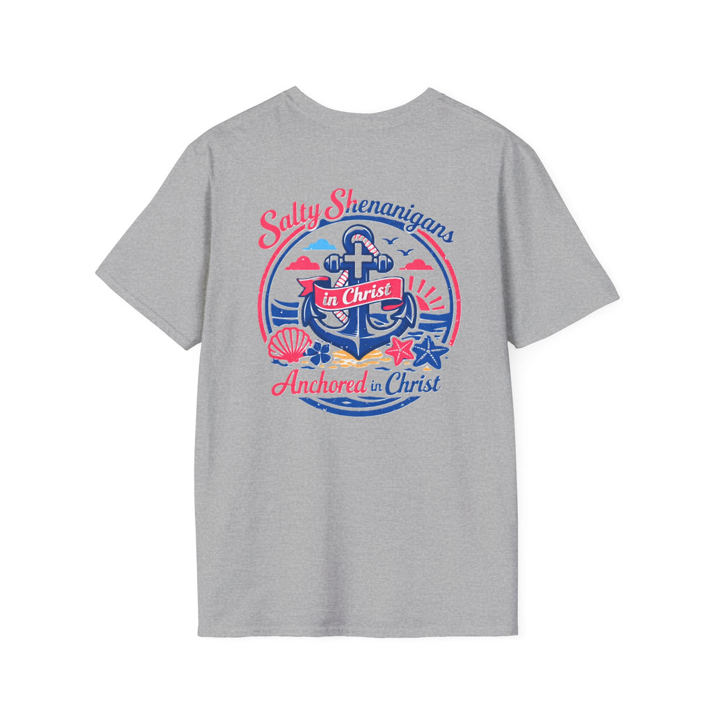 Retro Anchored in Christ Salty Shenanigans Tee Shirt Printify