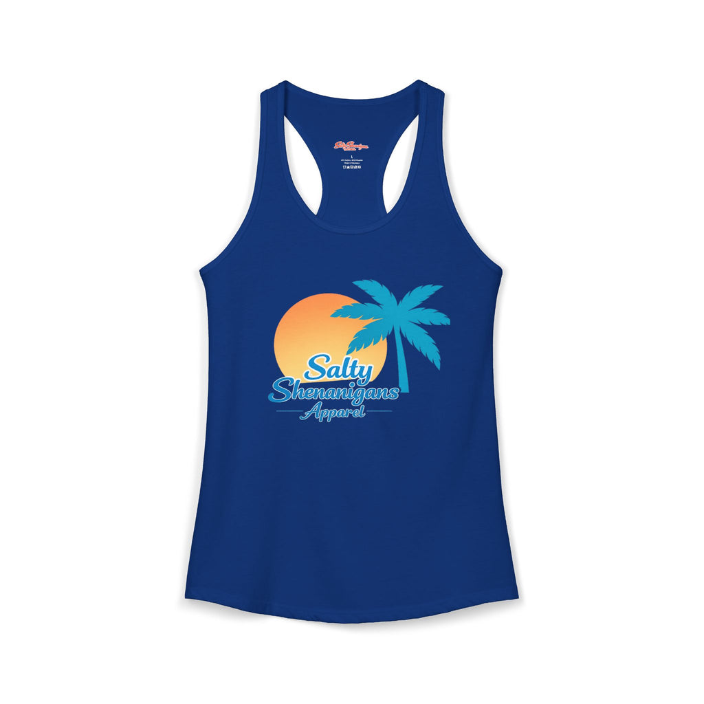 Women's Salty Shenanigans Palm Sun Racerback Tank Printify