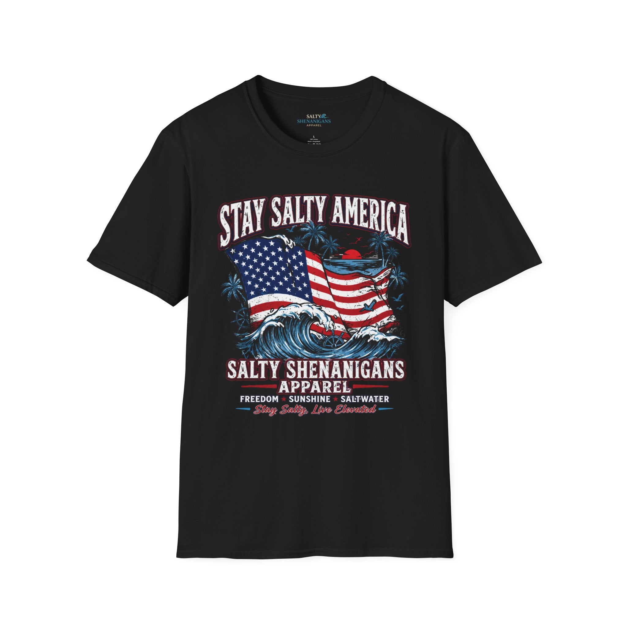 Stay Salty America Premium Beach Tee | Patriotic Coastal Graphic Shirt Printify