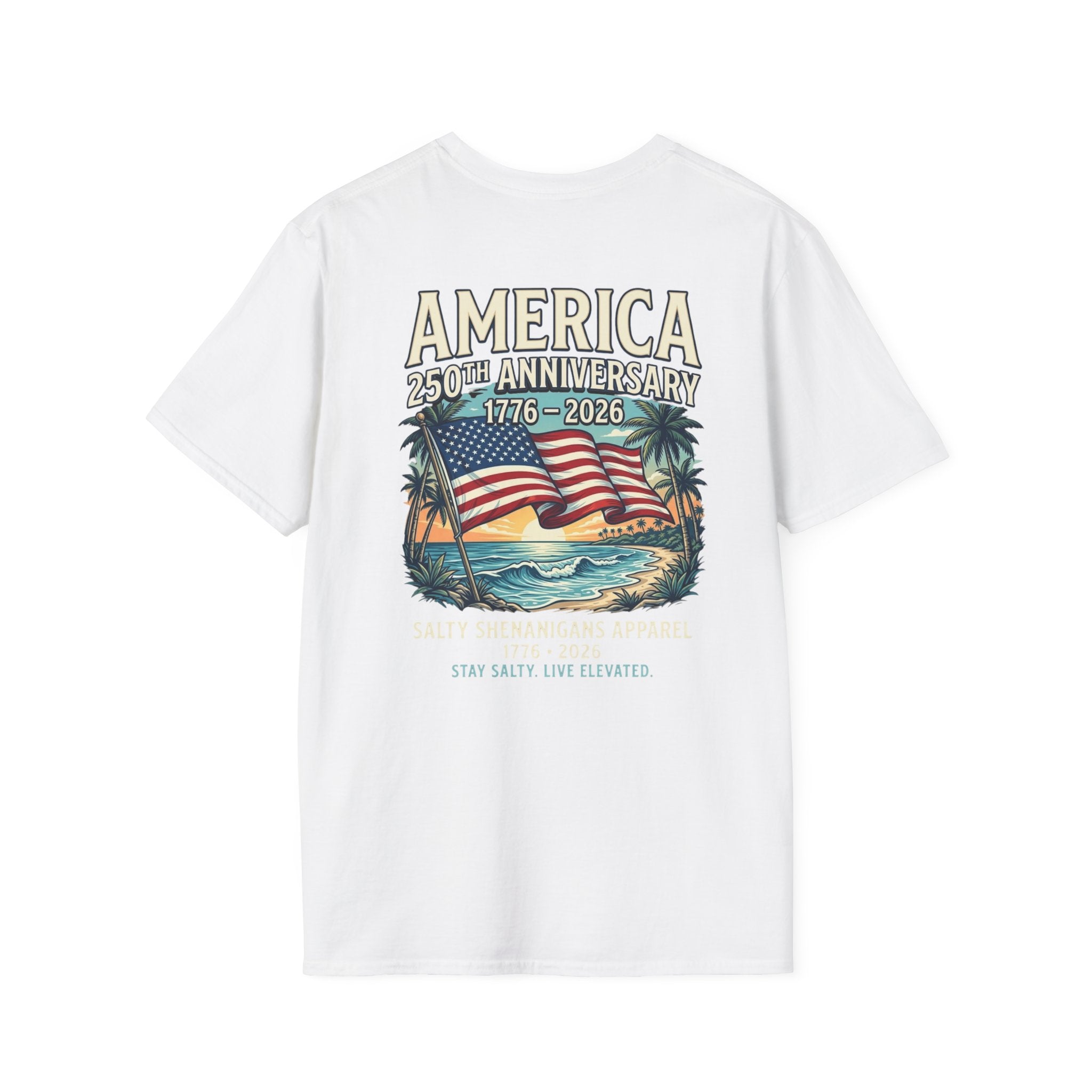 America 250th Anniversary Coastal Flag Tee | Salty Shenanigans Apparel Printify