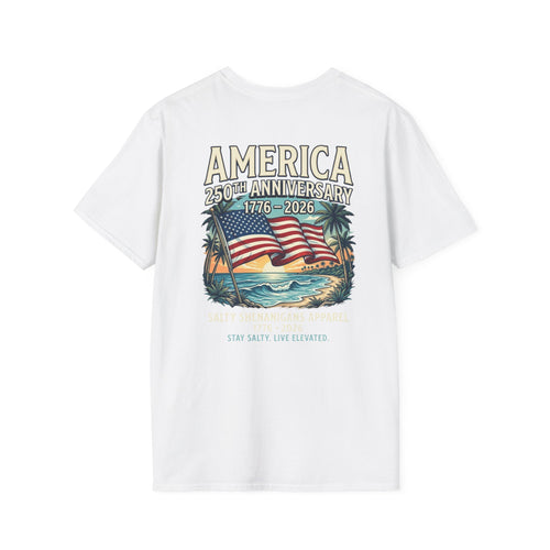 America 250th Anniversary Coastal Flag Tee | Salty Shenanigans Apparel Printify