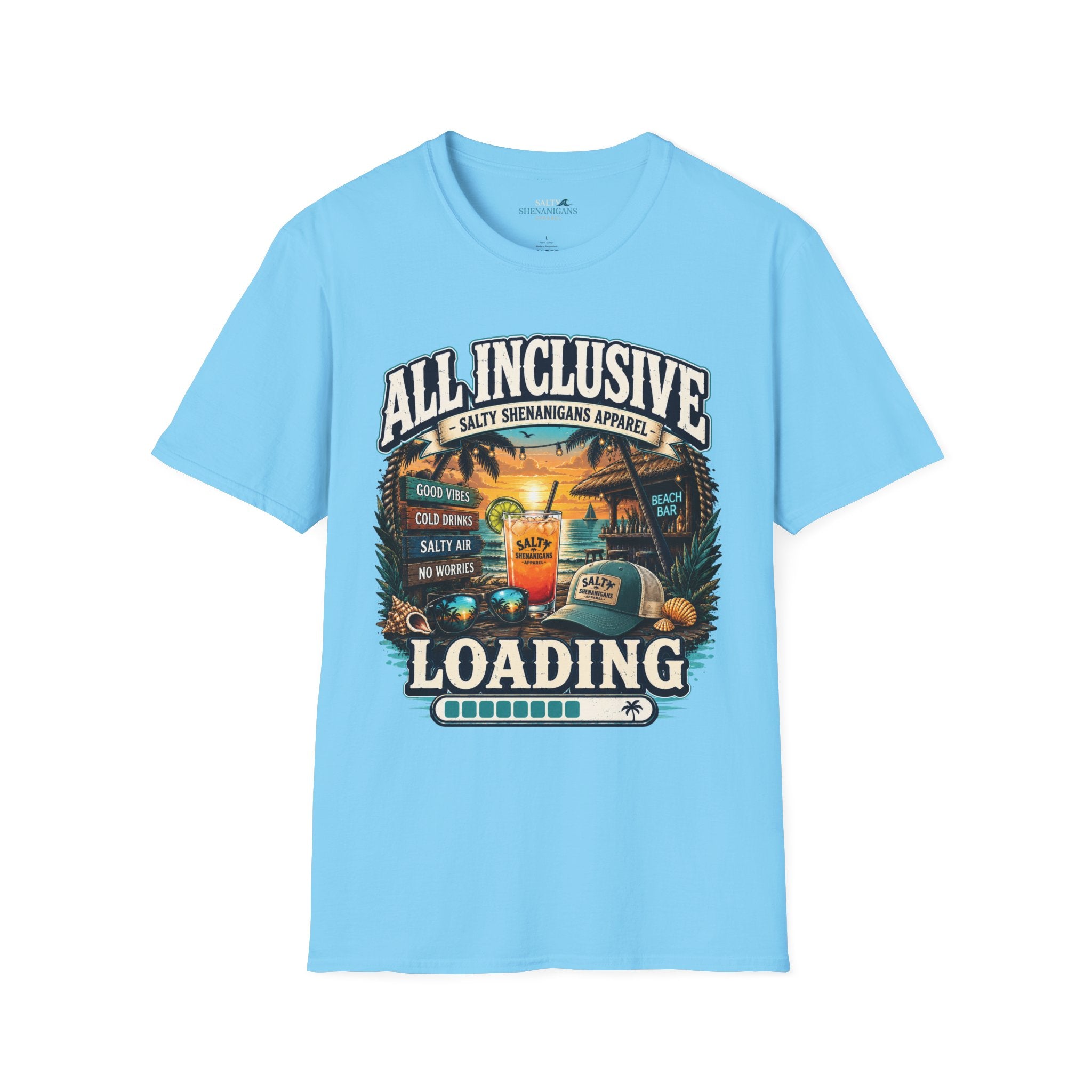 All Inclusive Loading Beach Vacation T-Shirt Printify