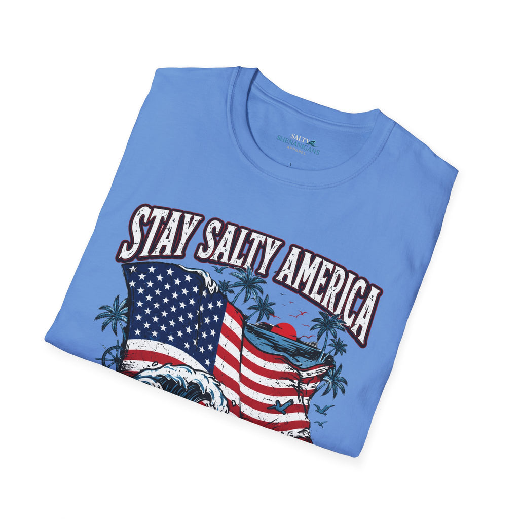 Stay Salty America Premium Beach Tee | Patriotic Coastal Graphic Shirt Printify