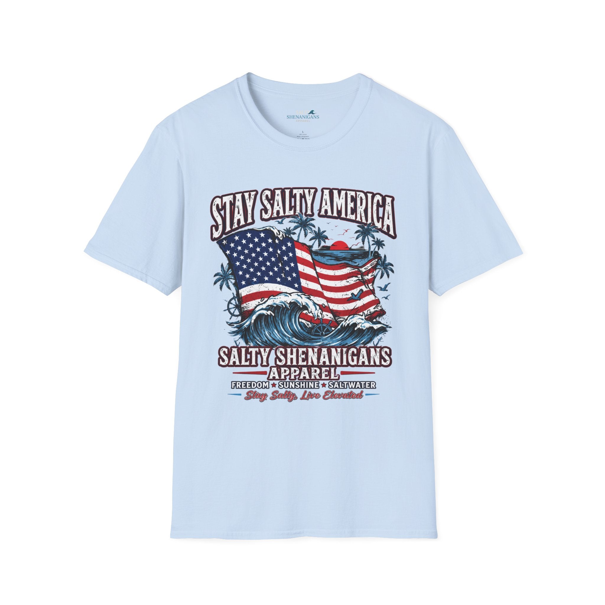 Stay Salty America Premium Beach Tee | Patriotic Coastal Graphic Shirt Printify