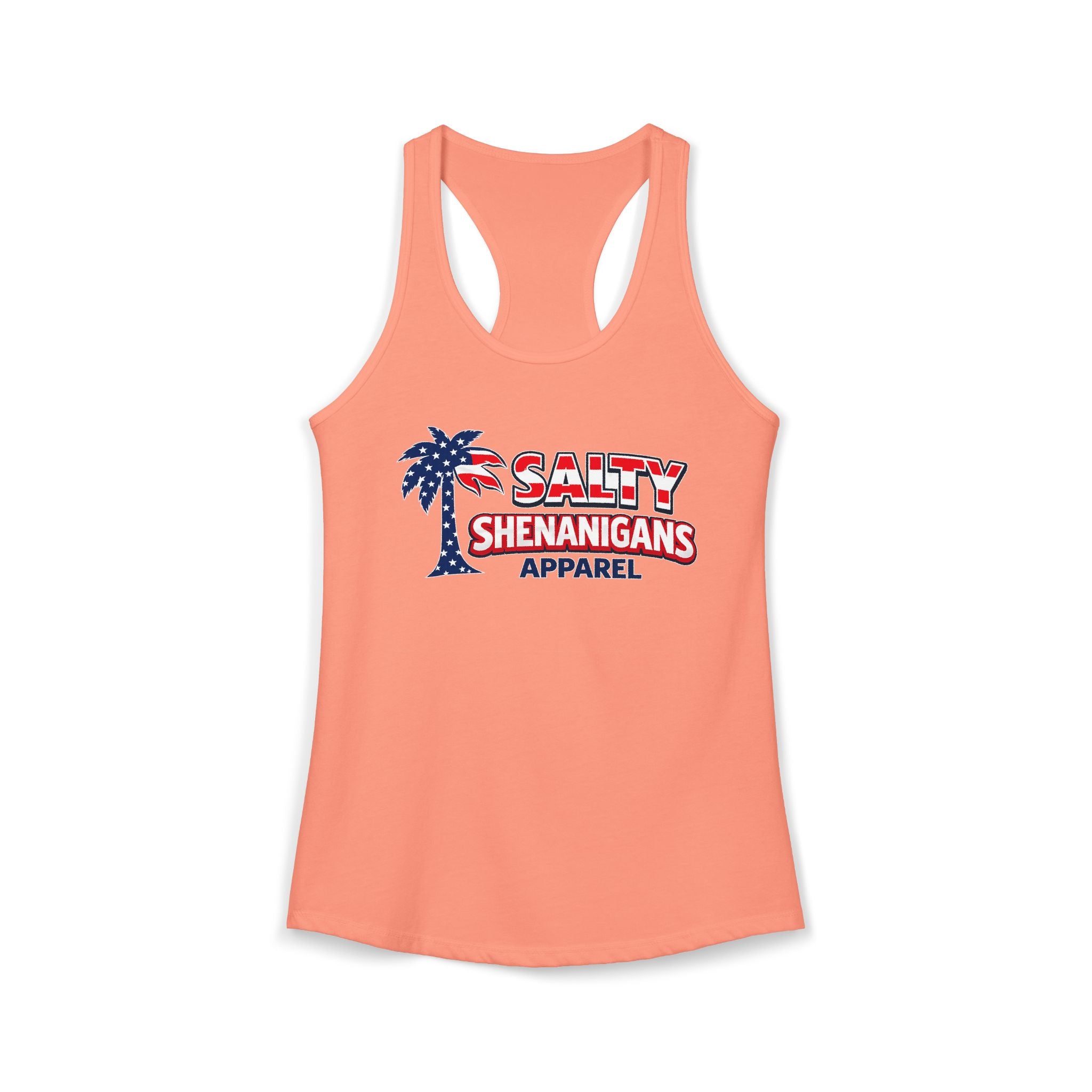 Women's Salty Shenanigans Patriotic Palm Racerback Tank Printify