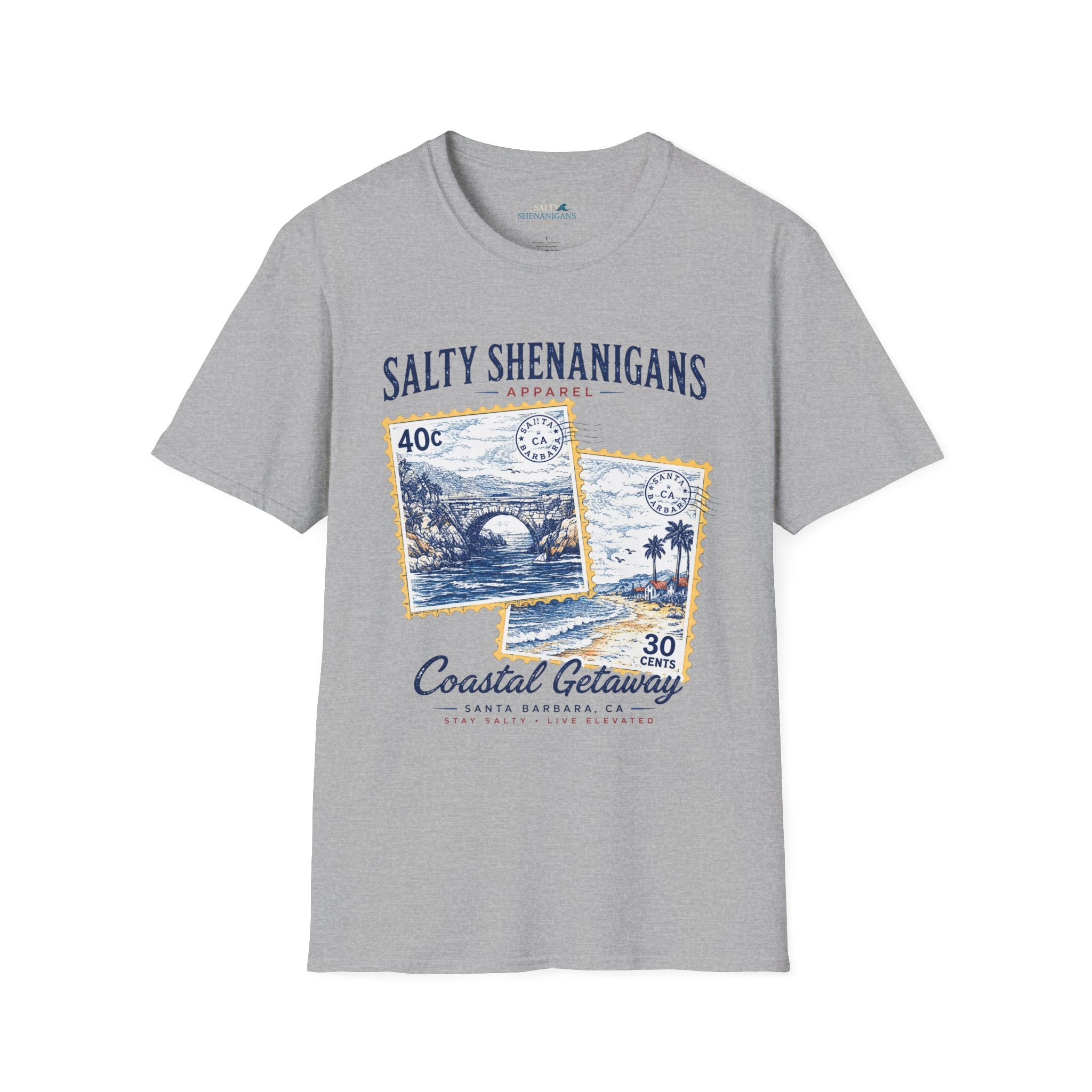 Coastal Getaway T-Shirt- Front Logo Printify