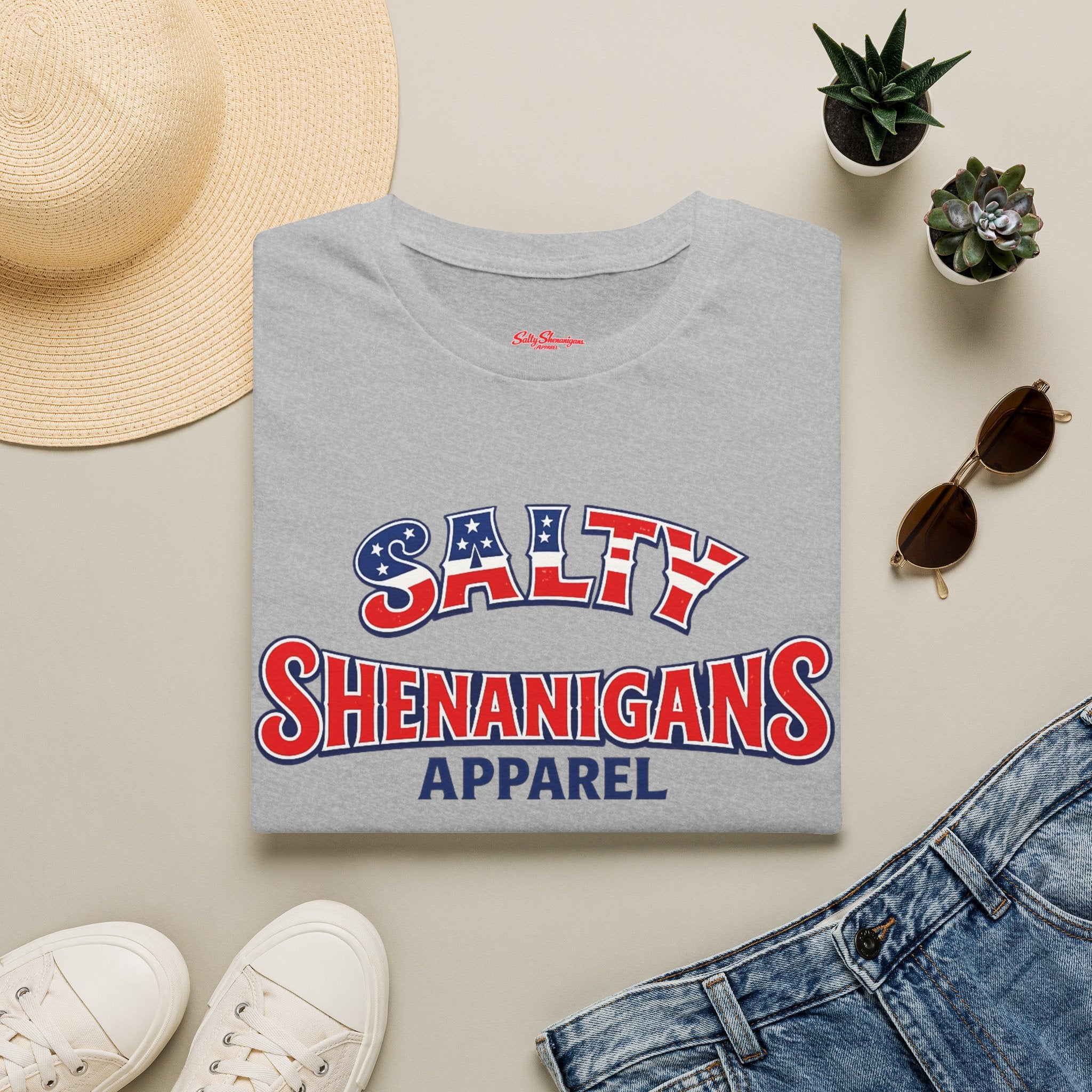 Salty Shenanigans Apparel Red/White/Blue T-Shirt Printify