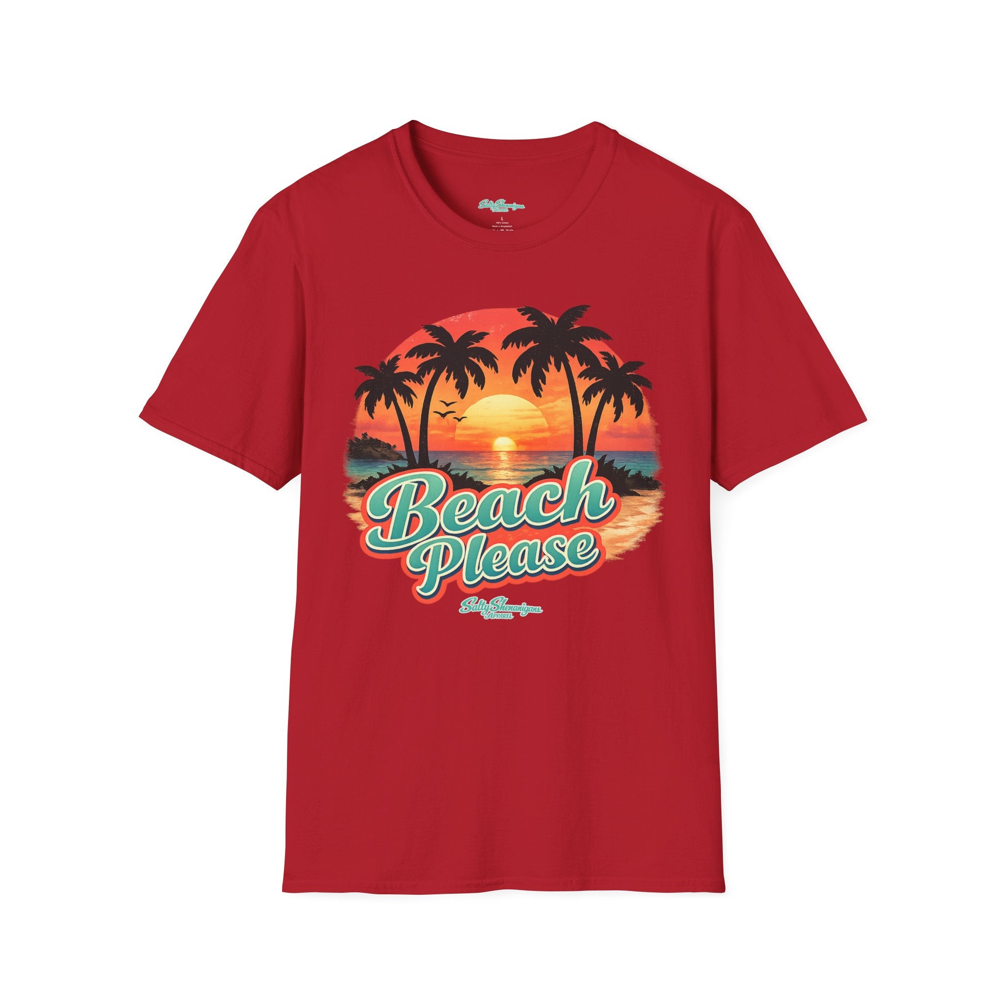 Salty Shenanigans Apparel Beach Please Sunset T-Shirt Printify