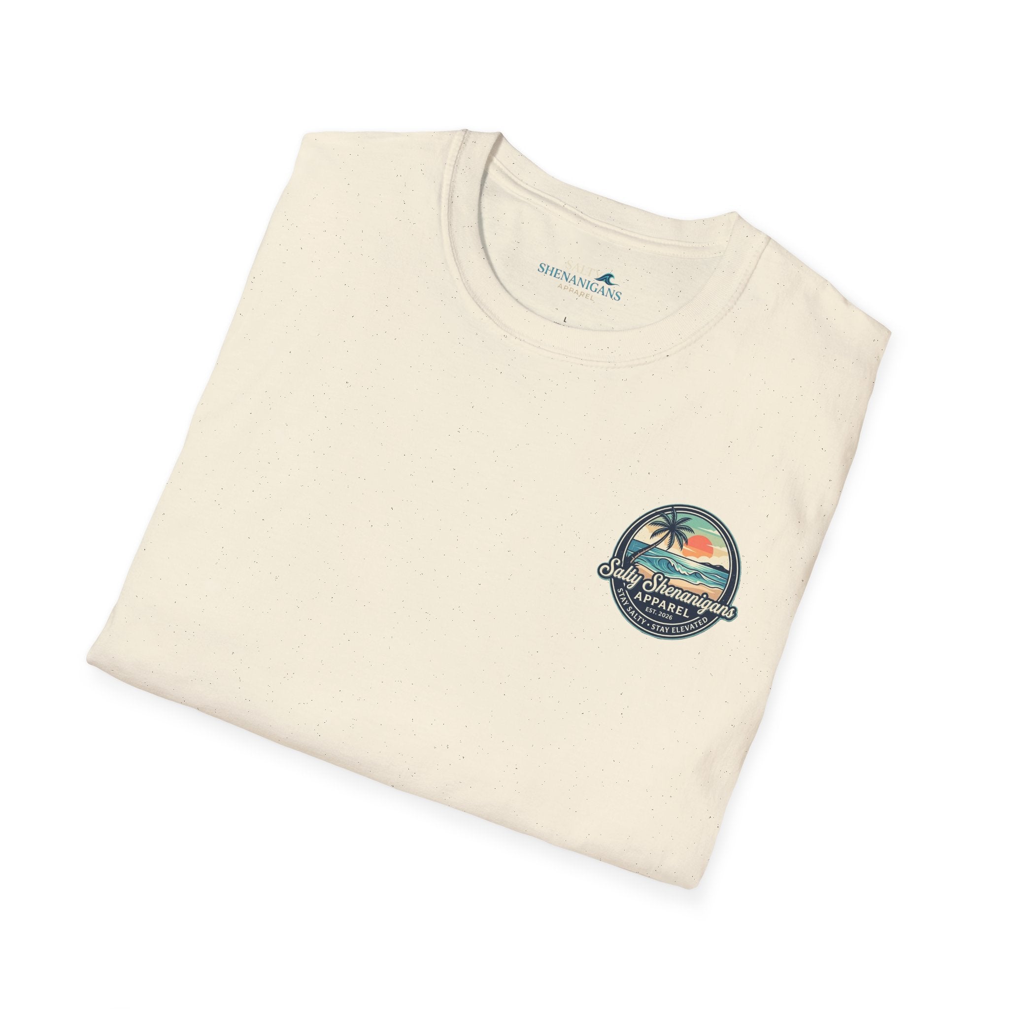 Salty Shenanigans Vintage Coastal Sunset Logo Printify