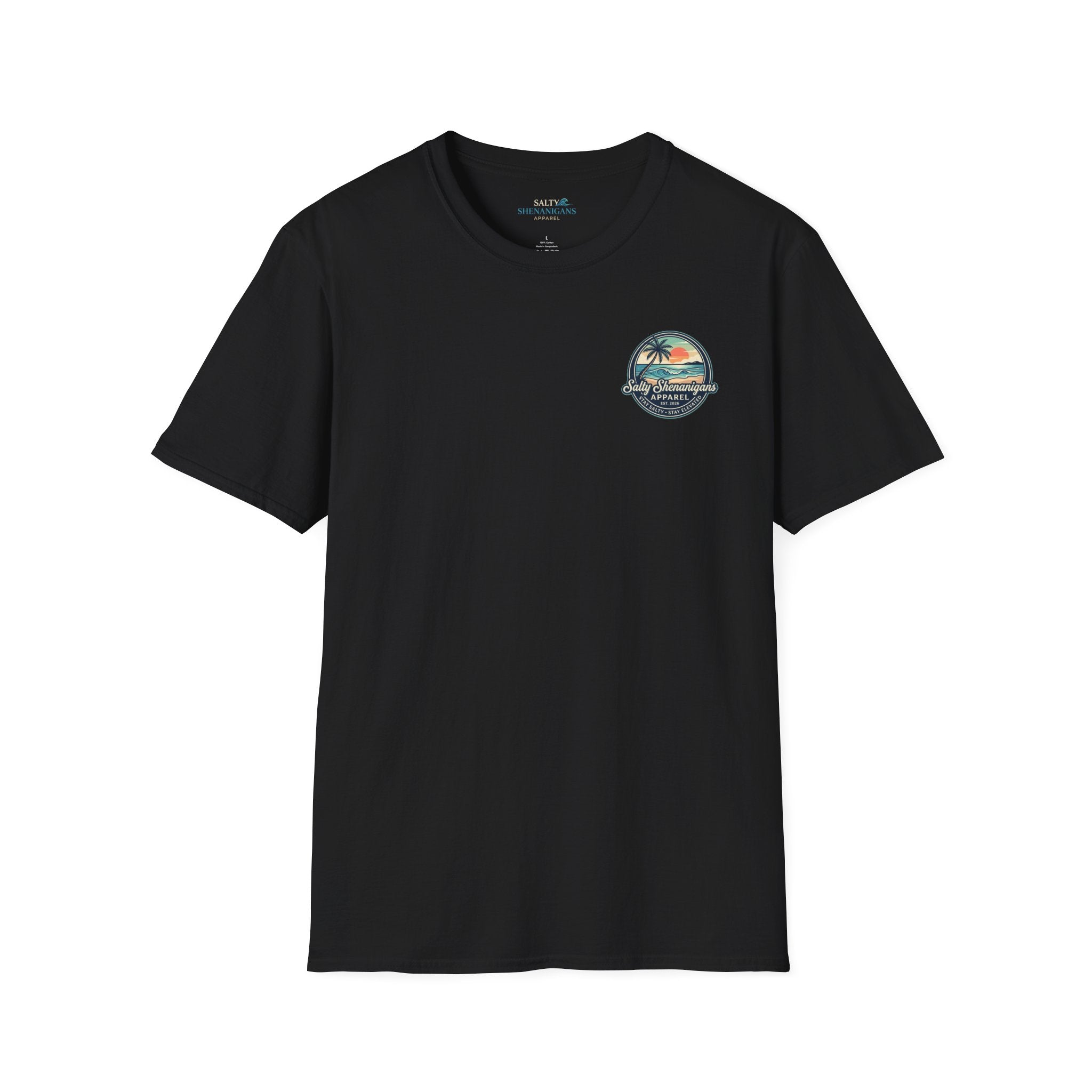 Salty Shenanigans Vintage Coastal Sunset Logo Printify