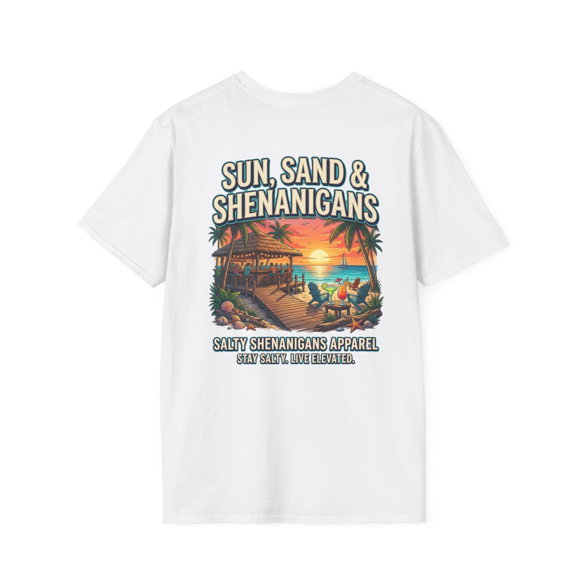 Sun, Sand & Shenanigans Beach T-Shirt | Tropical Vacation Graphic Tee Printify