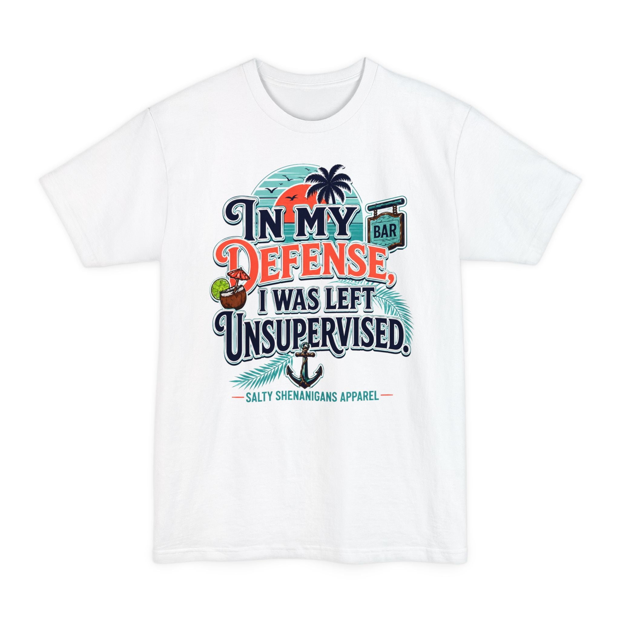 In My Defense I Was Left Unsupervised Front Print Hanes Beefy-T® Tall Tee Printify