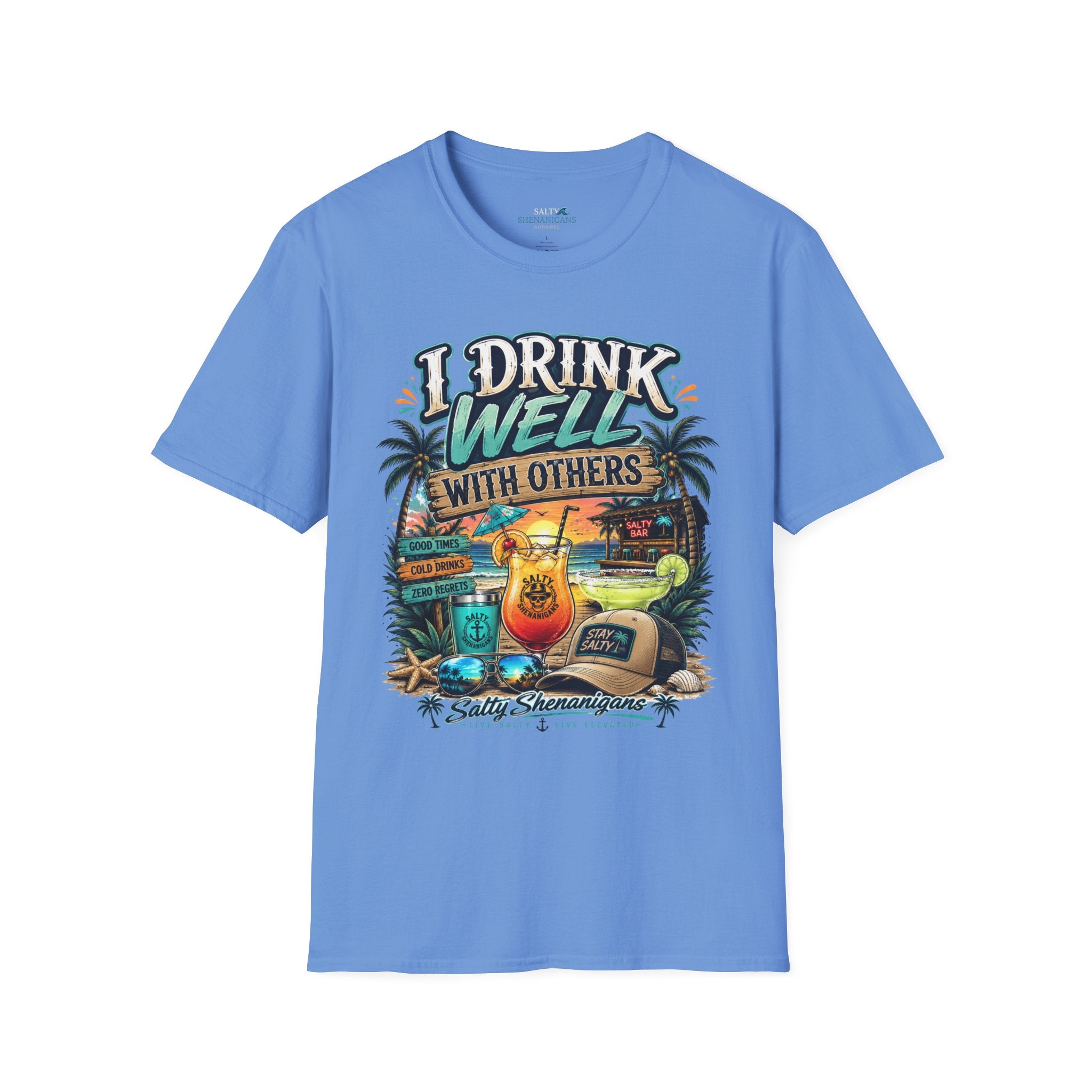 I Drink Well With Others Beach Bar Front T-Shirt Printify
