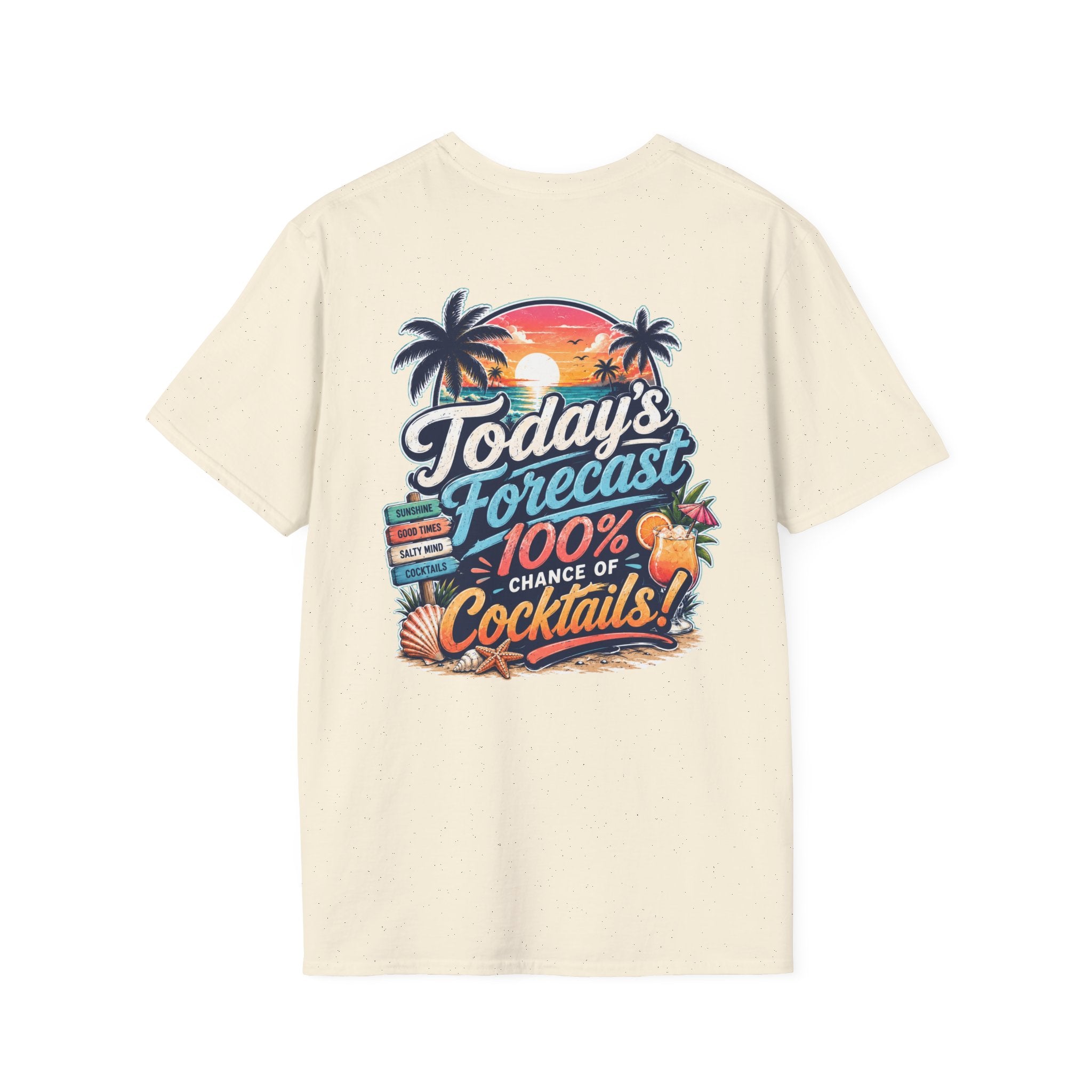 Today's Forecast: 100% Cocktails Funny Beach T-Shirt Printify
