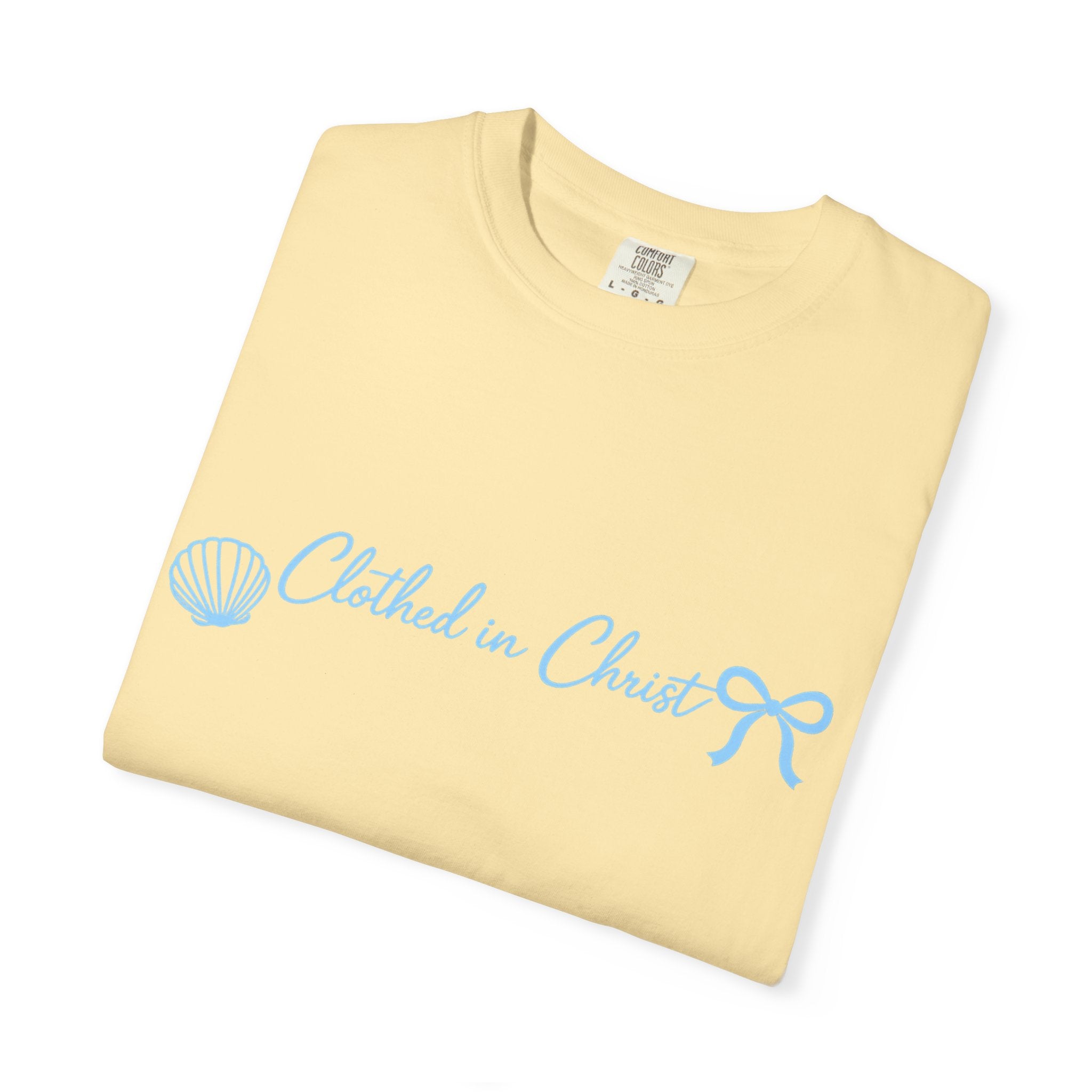 Clothed in Christ Coastal T-Shirt- Blue Print Printify