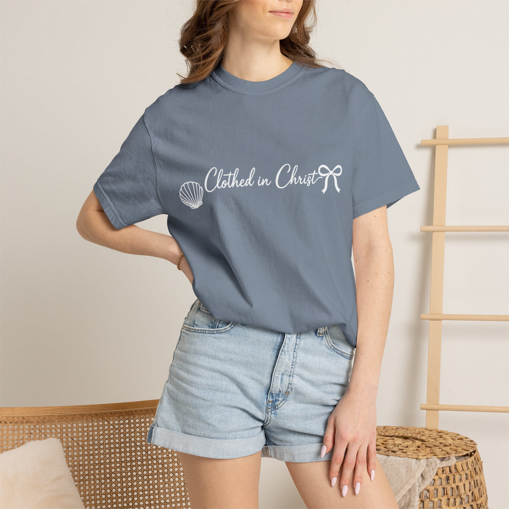 Clothed in Christ T-Shirt- White Graphic Printify