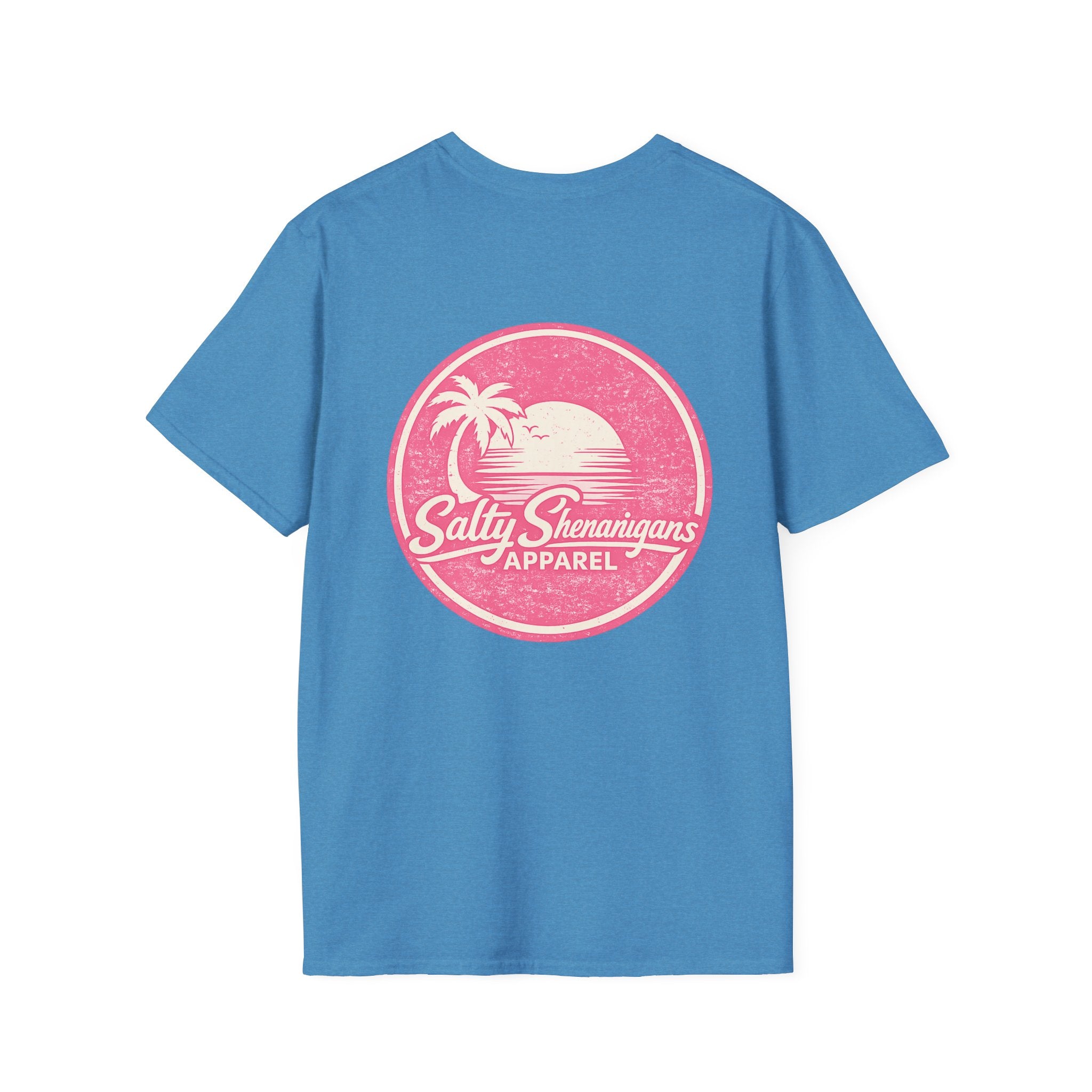 Salty Shenanigans Sunset Palm Pink T-Shirt Printify