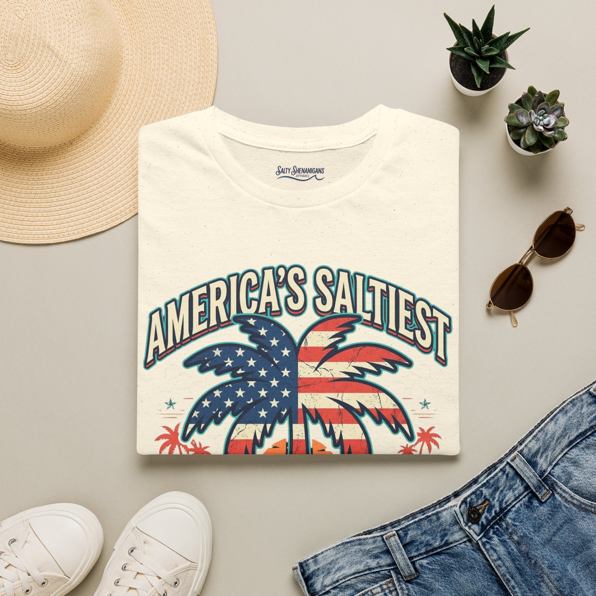 America's Saltiest Patriotic Palm Tree T-Shirt Printify
