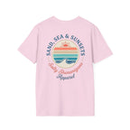Salty Shenanigans Apparel Sand, Sea & Sunsets T-Shirt Printify