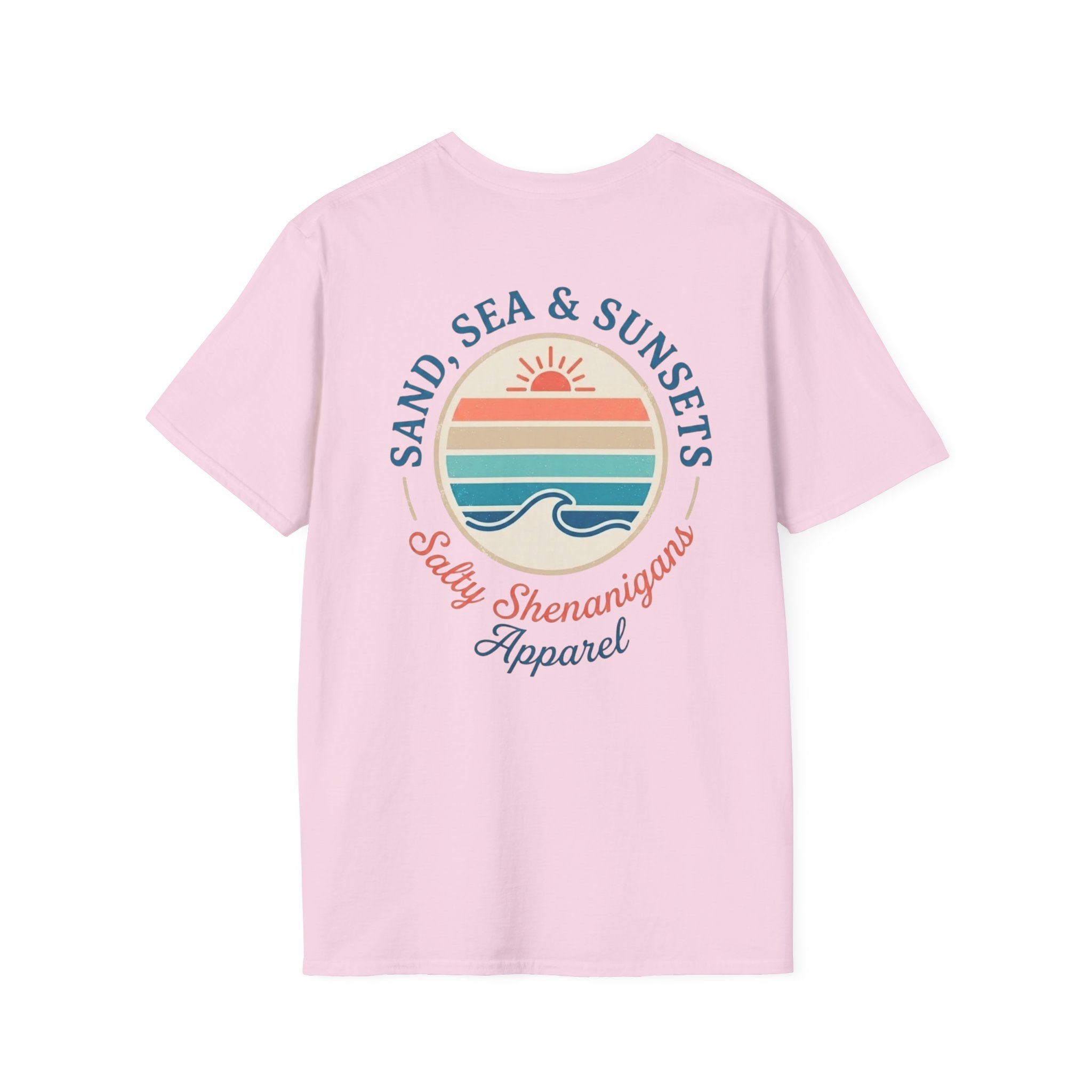 Salty Shenanigans Apparel Sand, Sea & Sunsets T-Shirt Printify