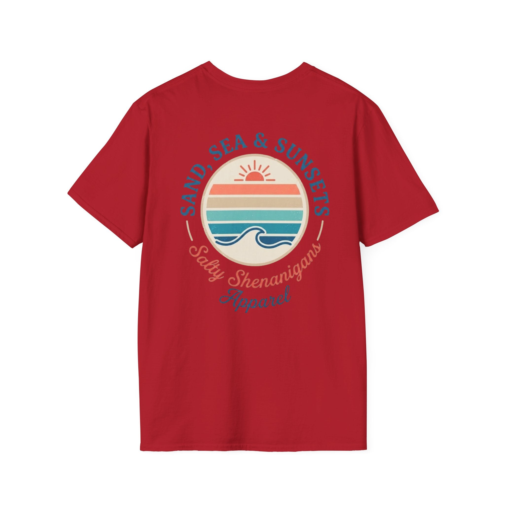 Salty Shenanigans Apparel Sand, Sea & Sunsets T-Shirt Printify