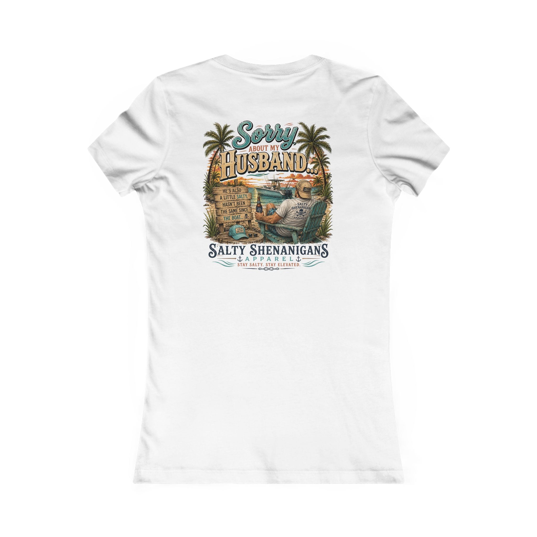 Sorry About My Husband... Funny Women's Beach T-Shirt | Bella+Canvas Printify